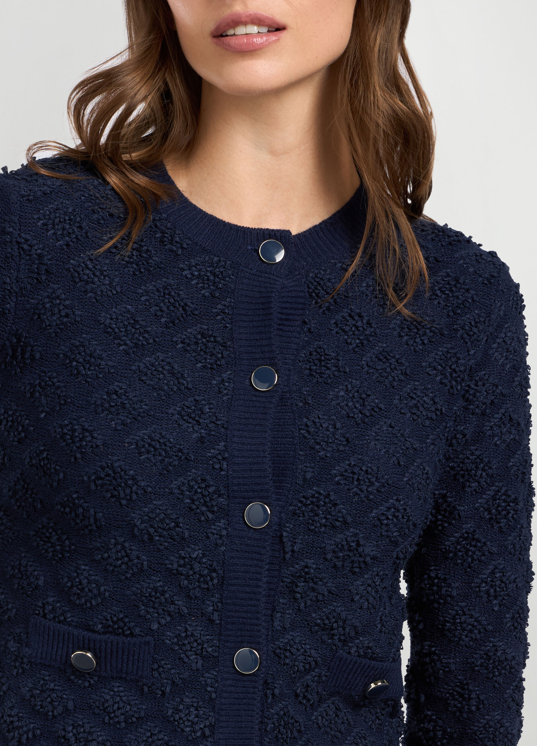 Cardigan con motivo a quadri donna_2