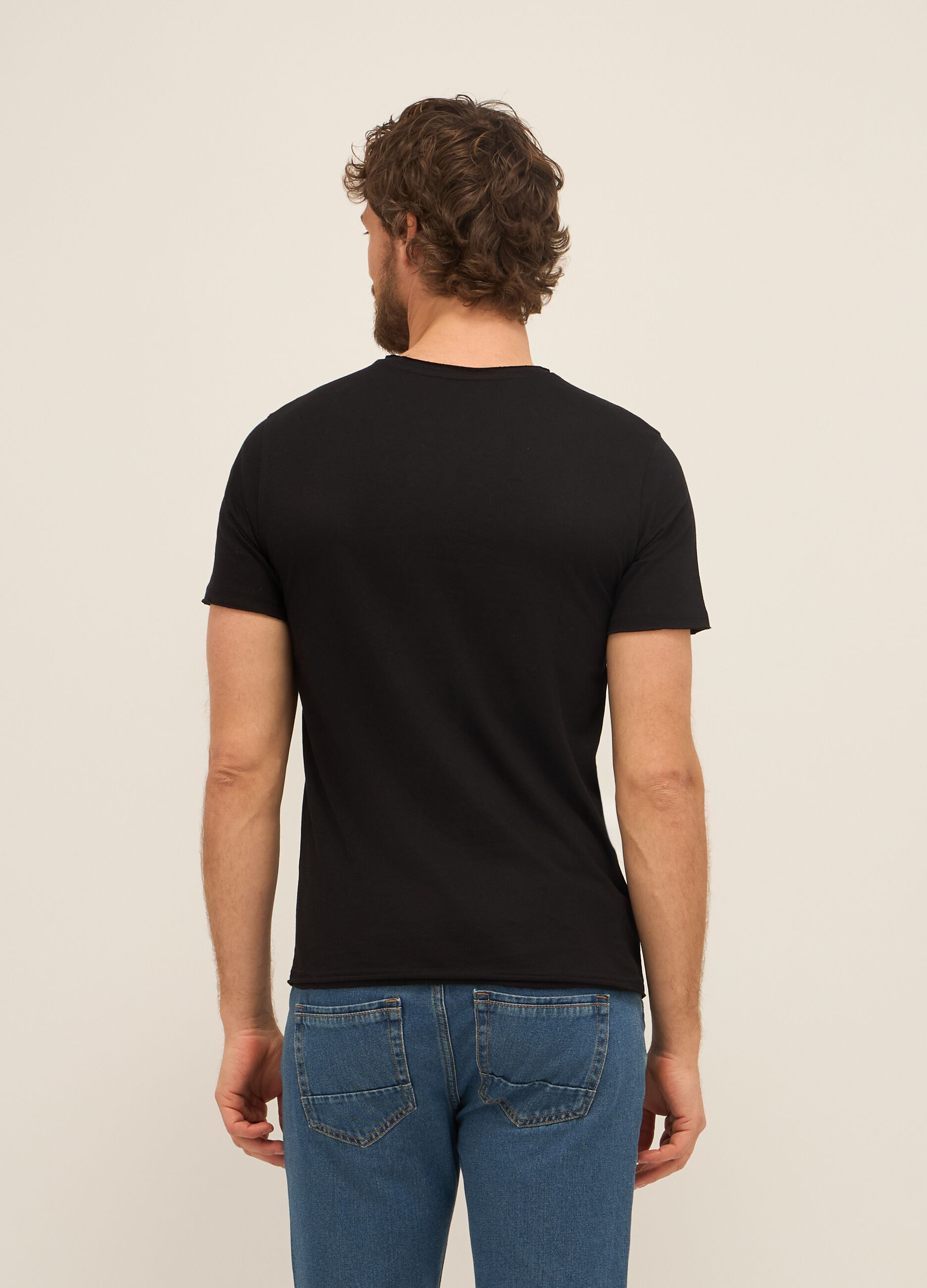 T-shirt girocollo in puro cotone con stampa uomo_1