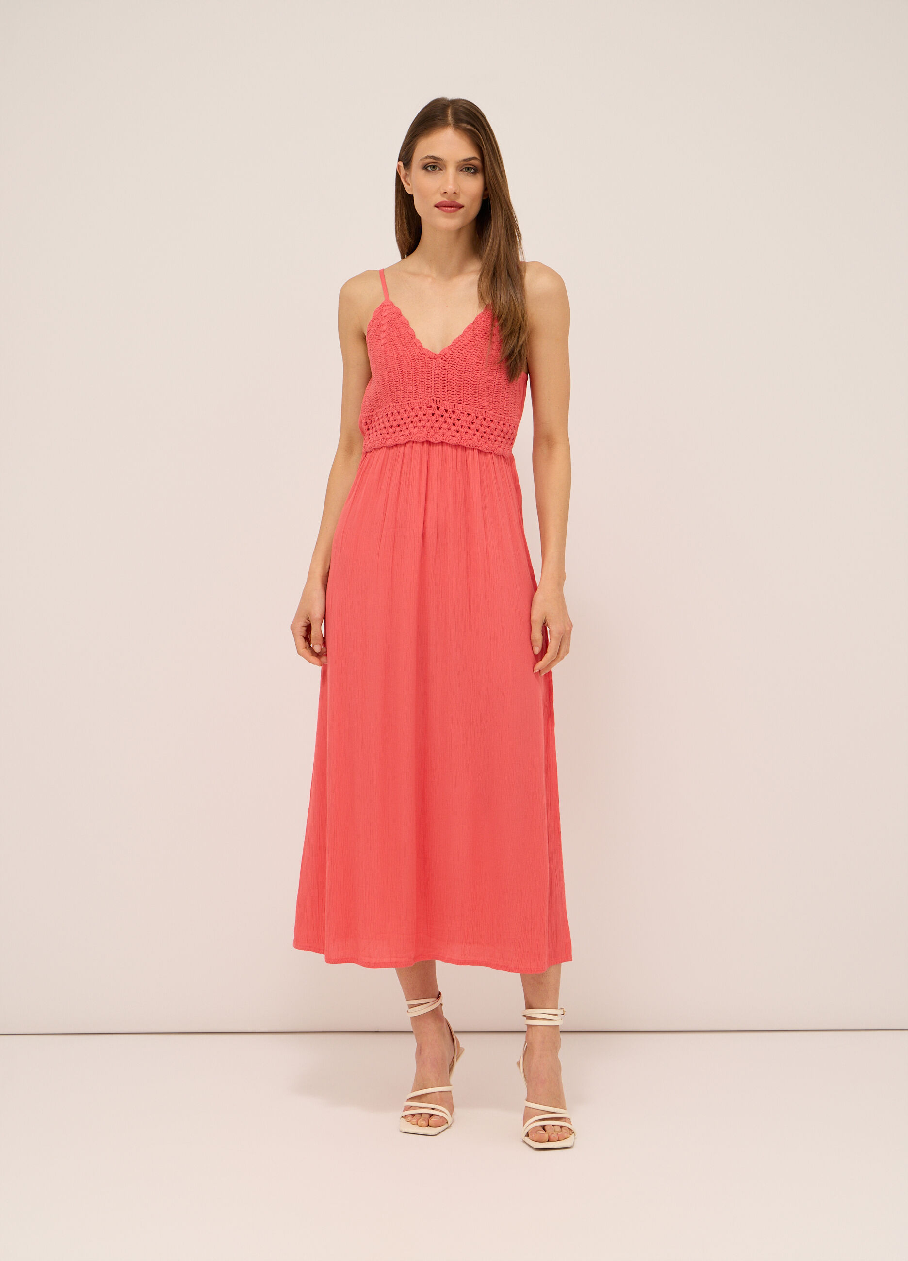 Abito lungo in pura viscosa crepe donna_0