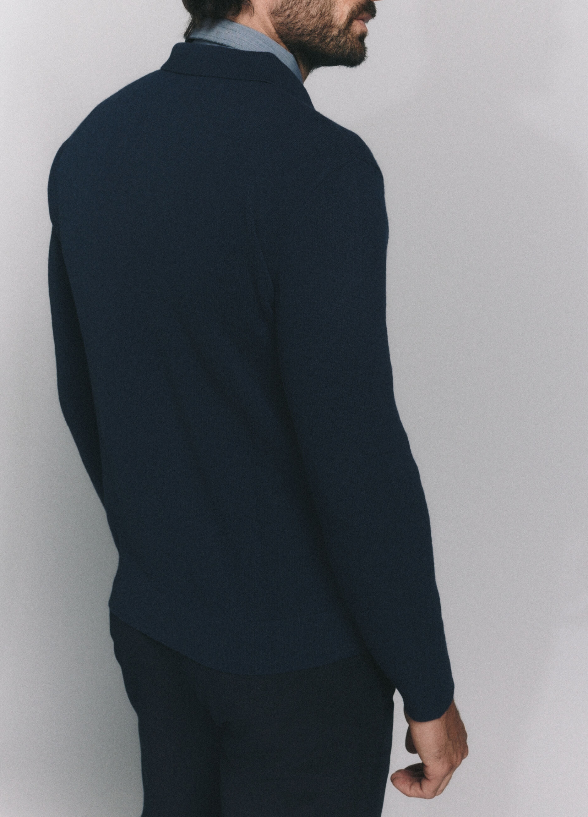 Polo a maniche lunghe in maglia di lambswool uomo_2