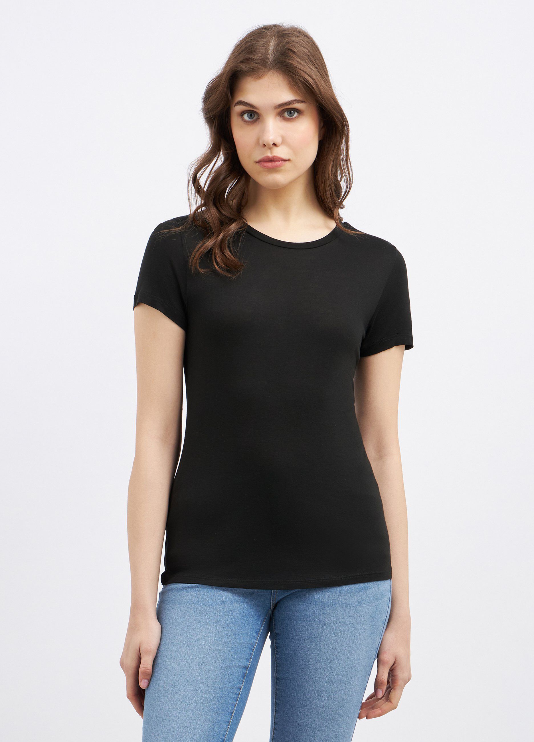 T-shirt girocollo in pura viscosa donna_0