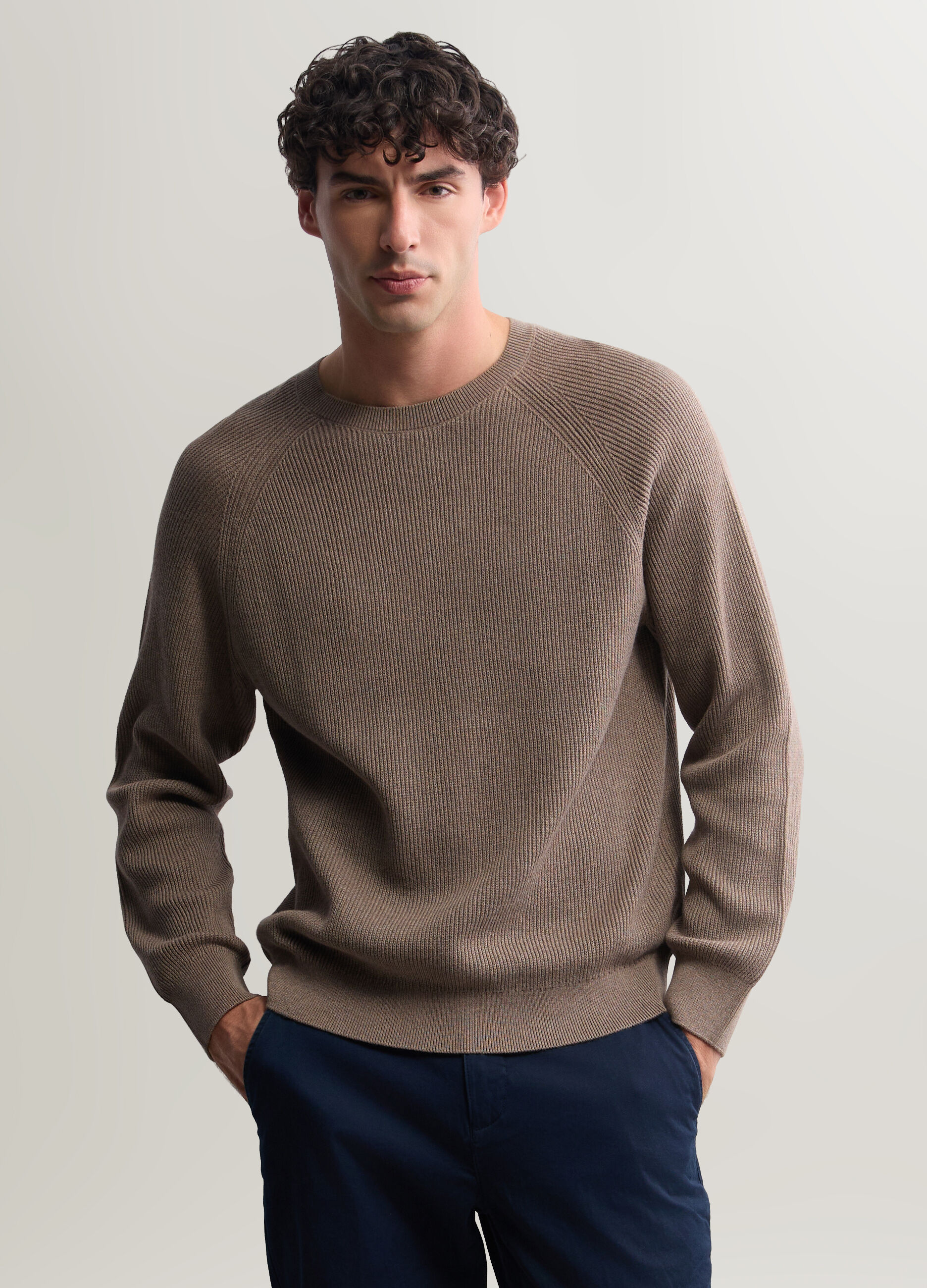 Maglione girocollo in maglia inglese uomo_0