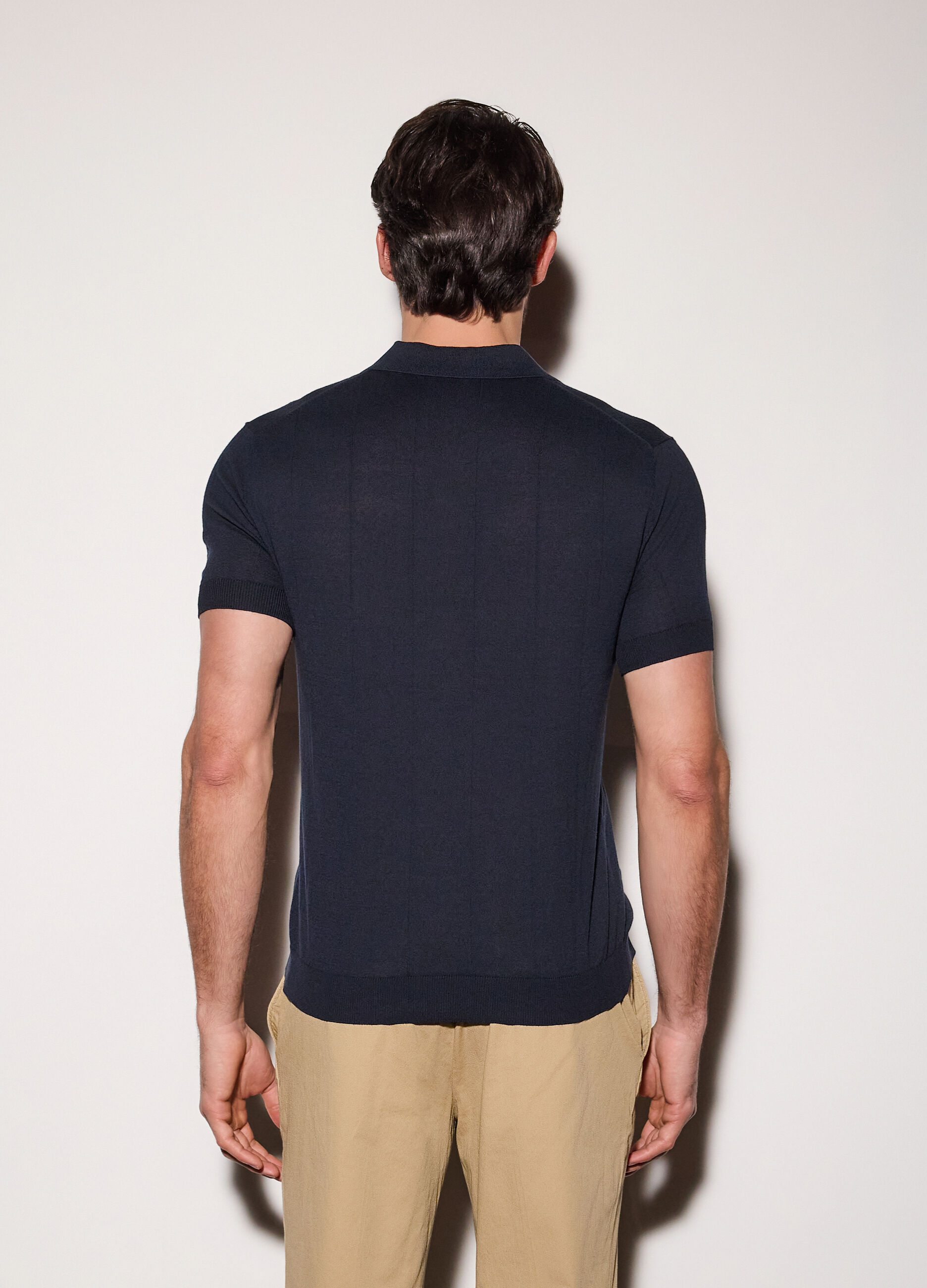 Polo a maniche corte a coste piatte uomo_1