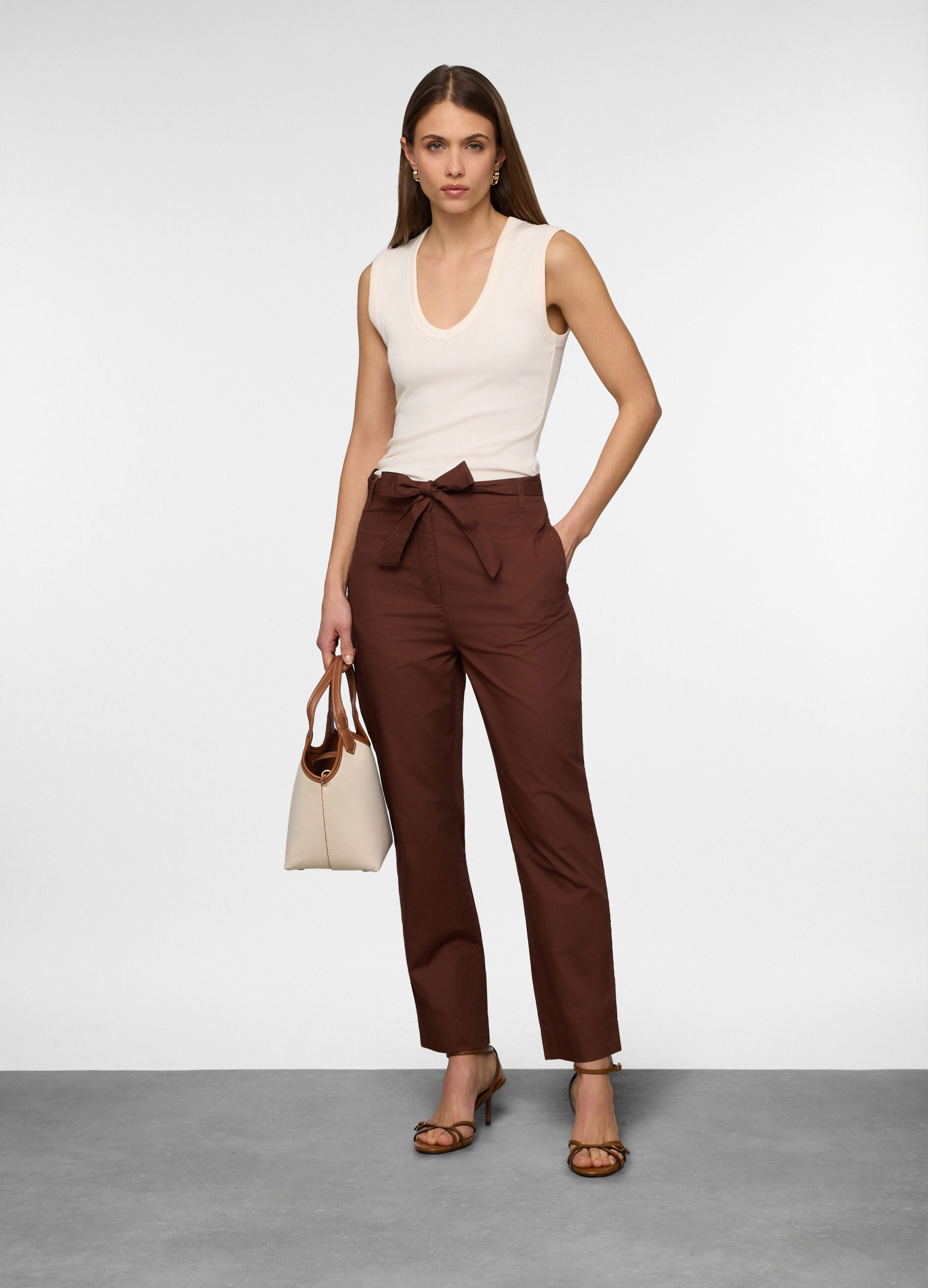 Canotta in costina di cotone stretch donna_0