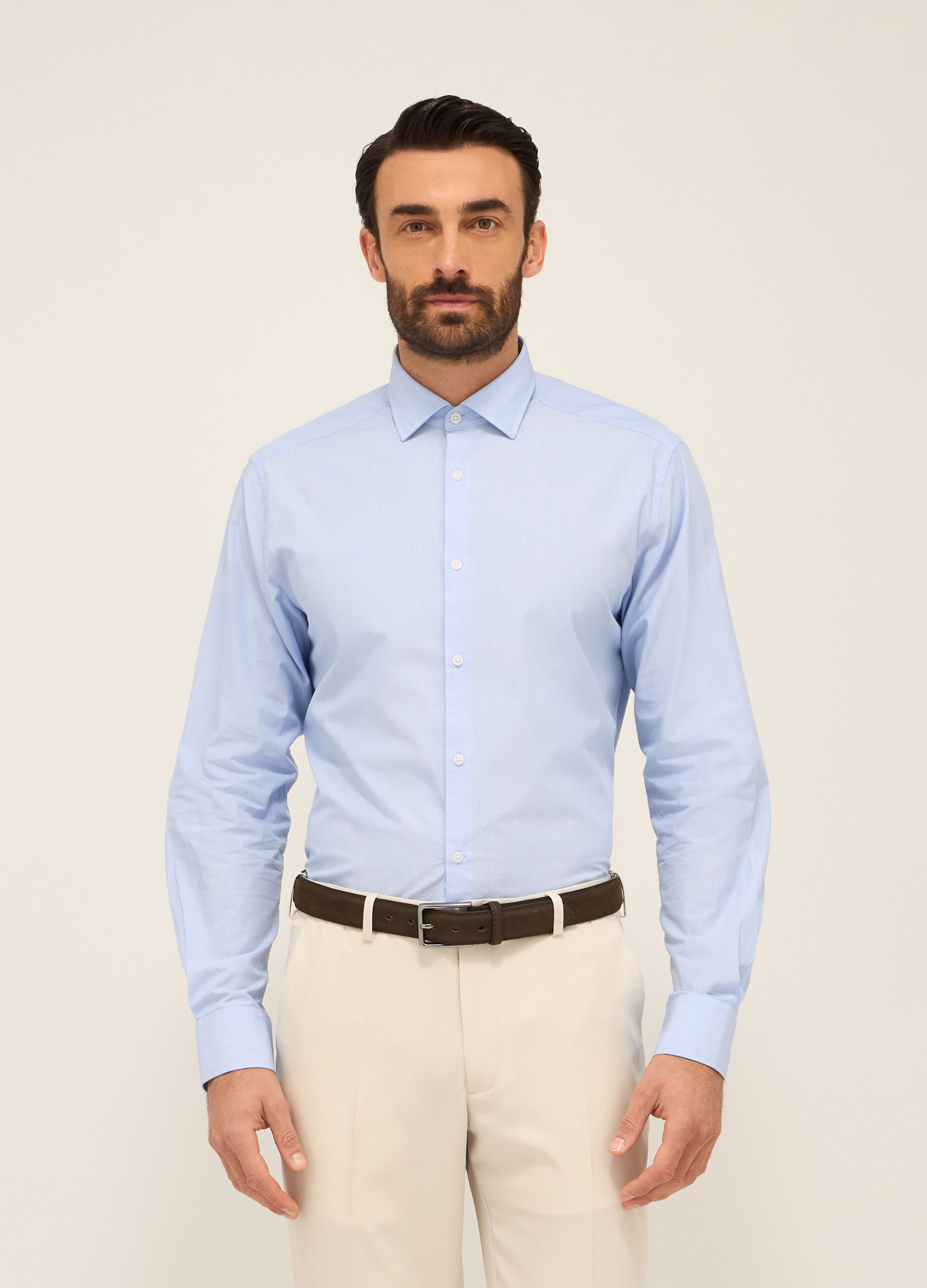 Camicia regular fit in tela di cotone uomo_0