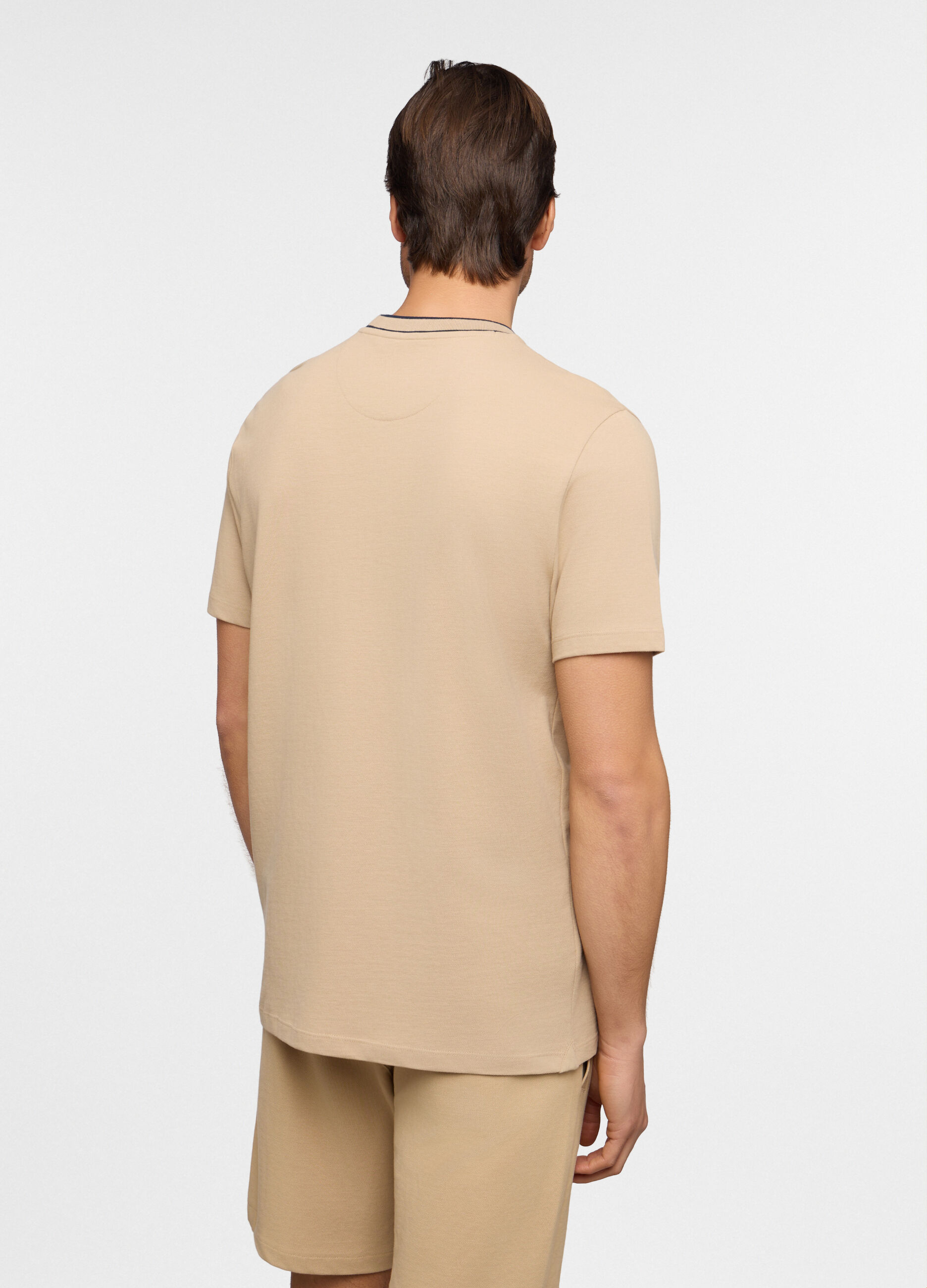 T-shirt girocollo in piquet di cotone uomo_1