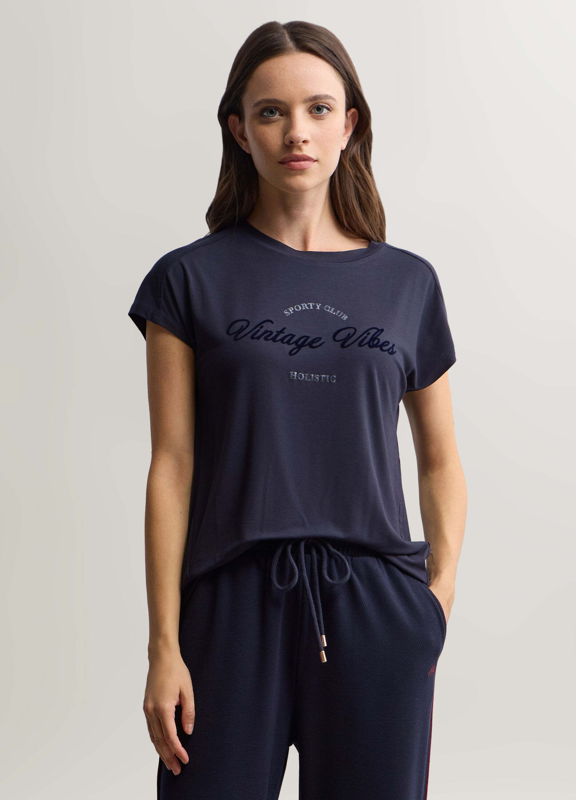 T-shirt Fit Over girocollo stretch donna_0
