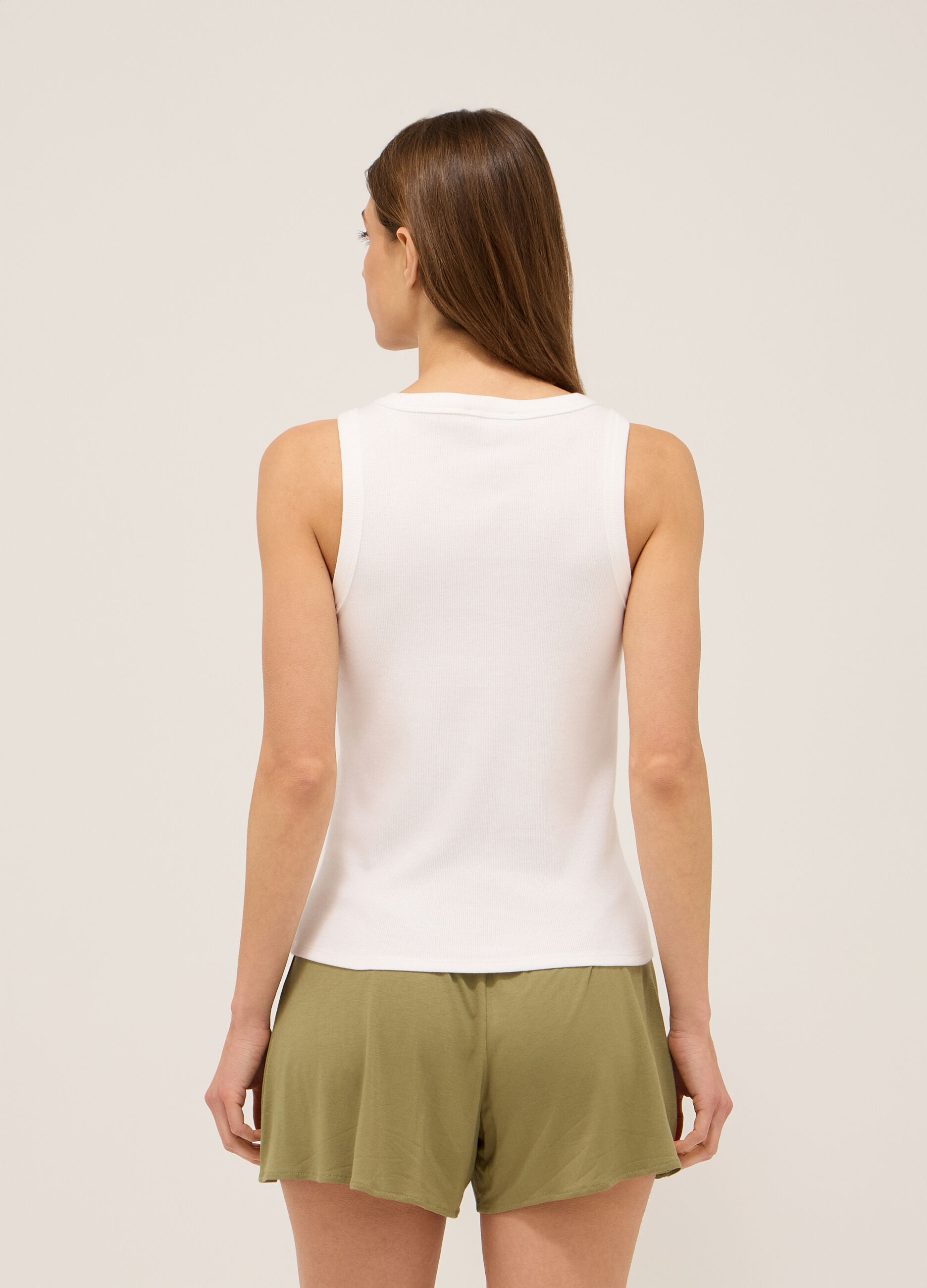 Canotta in costina di cotone stretch donna_1