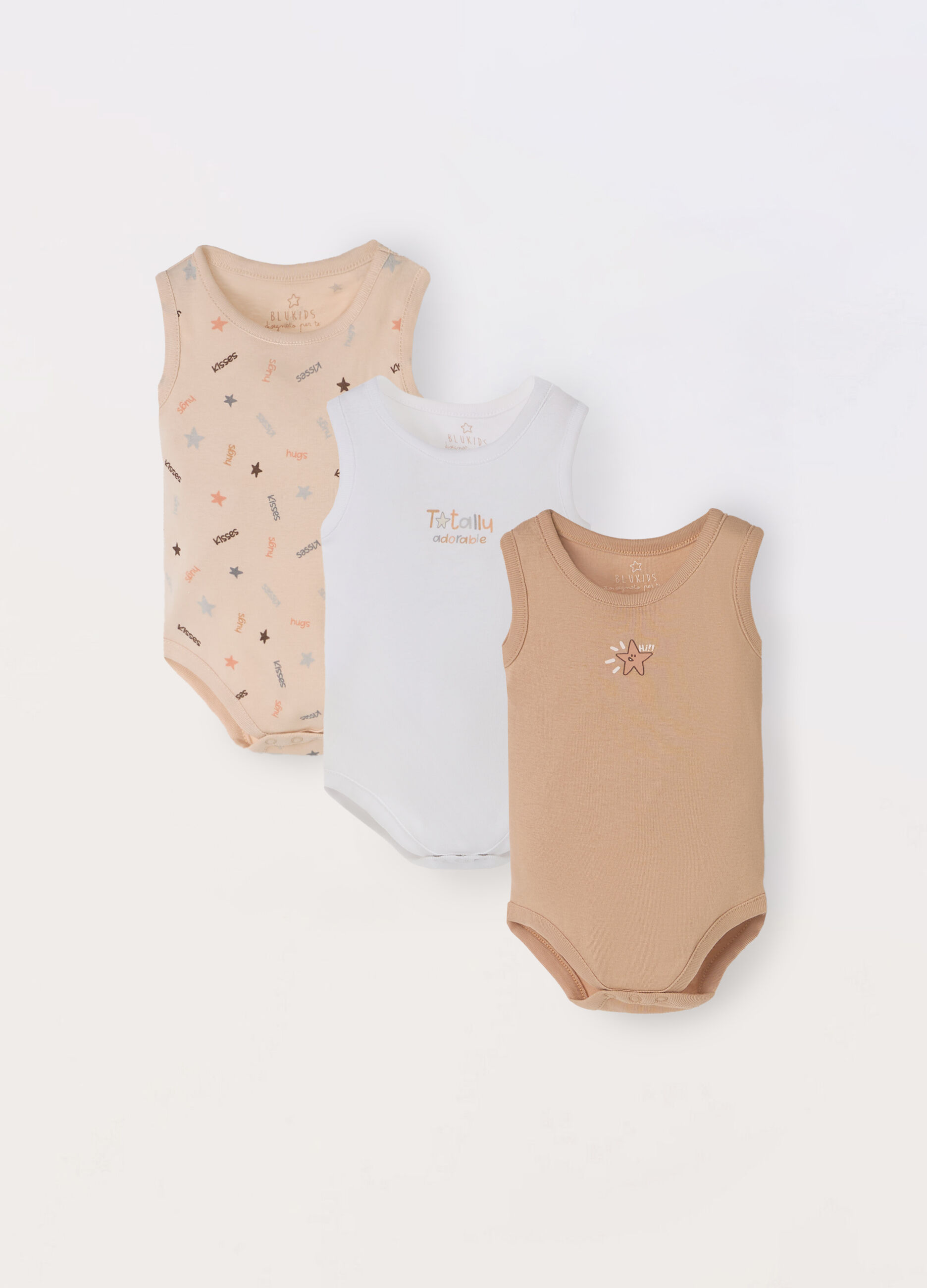 Pack 3 body smanicati in puro cotone neonato_0