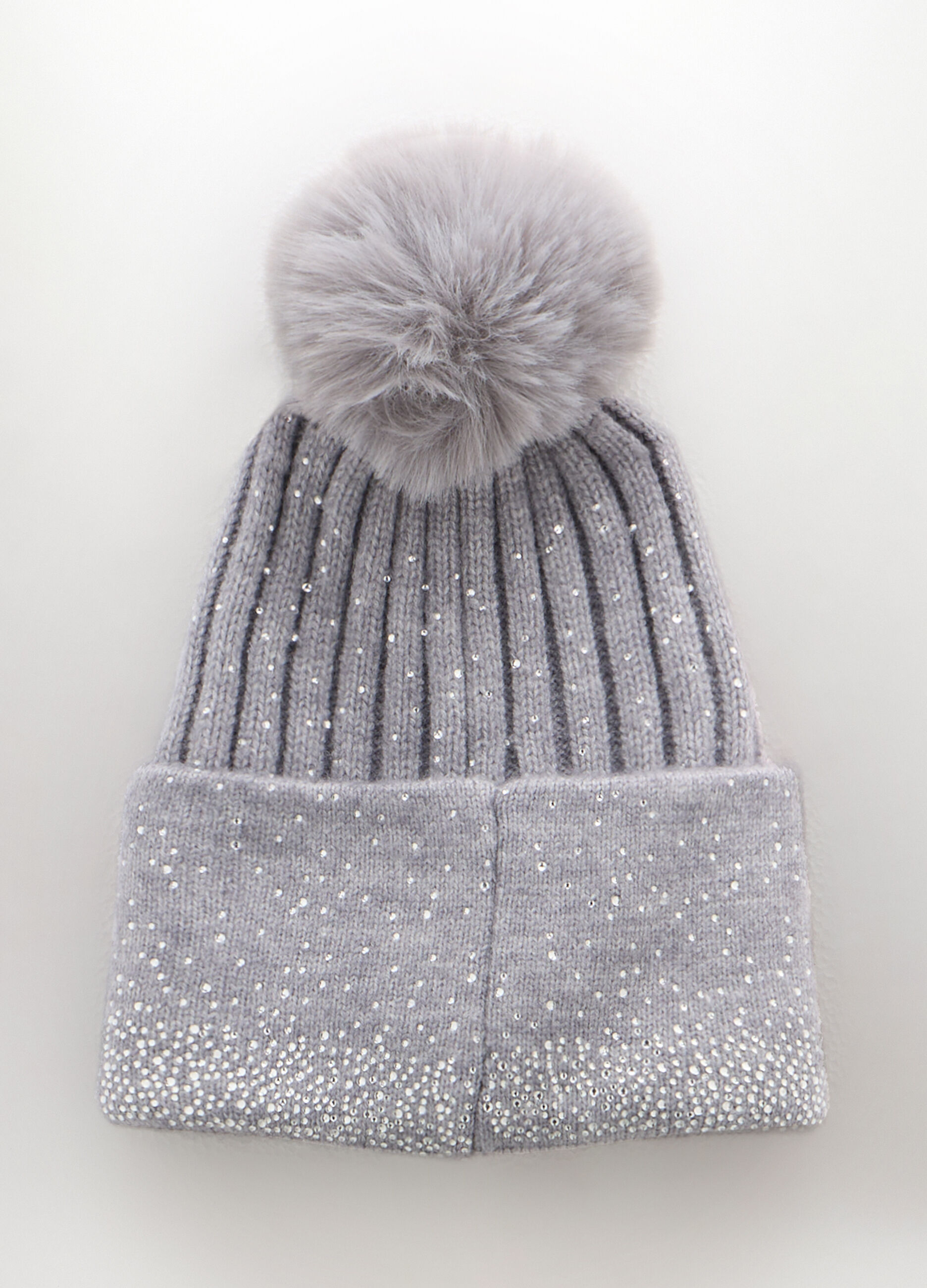 Berretto tricot con pon pom donna_1