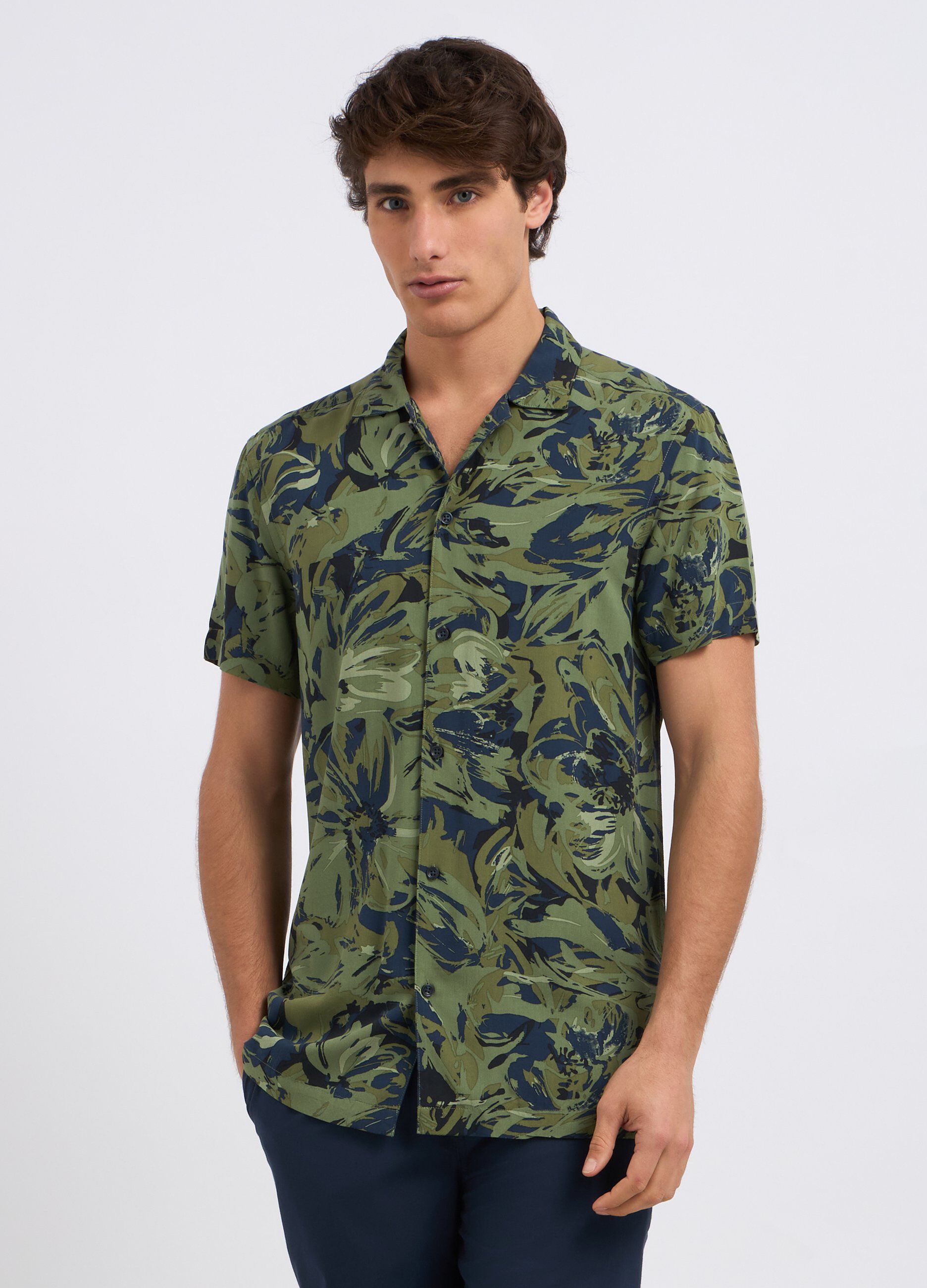 Camicia in puro cotone a maniche corte uomo_0