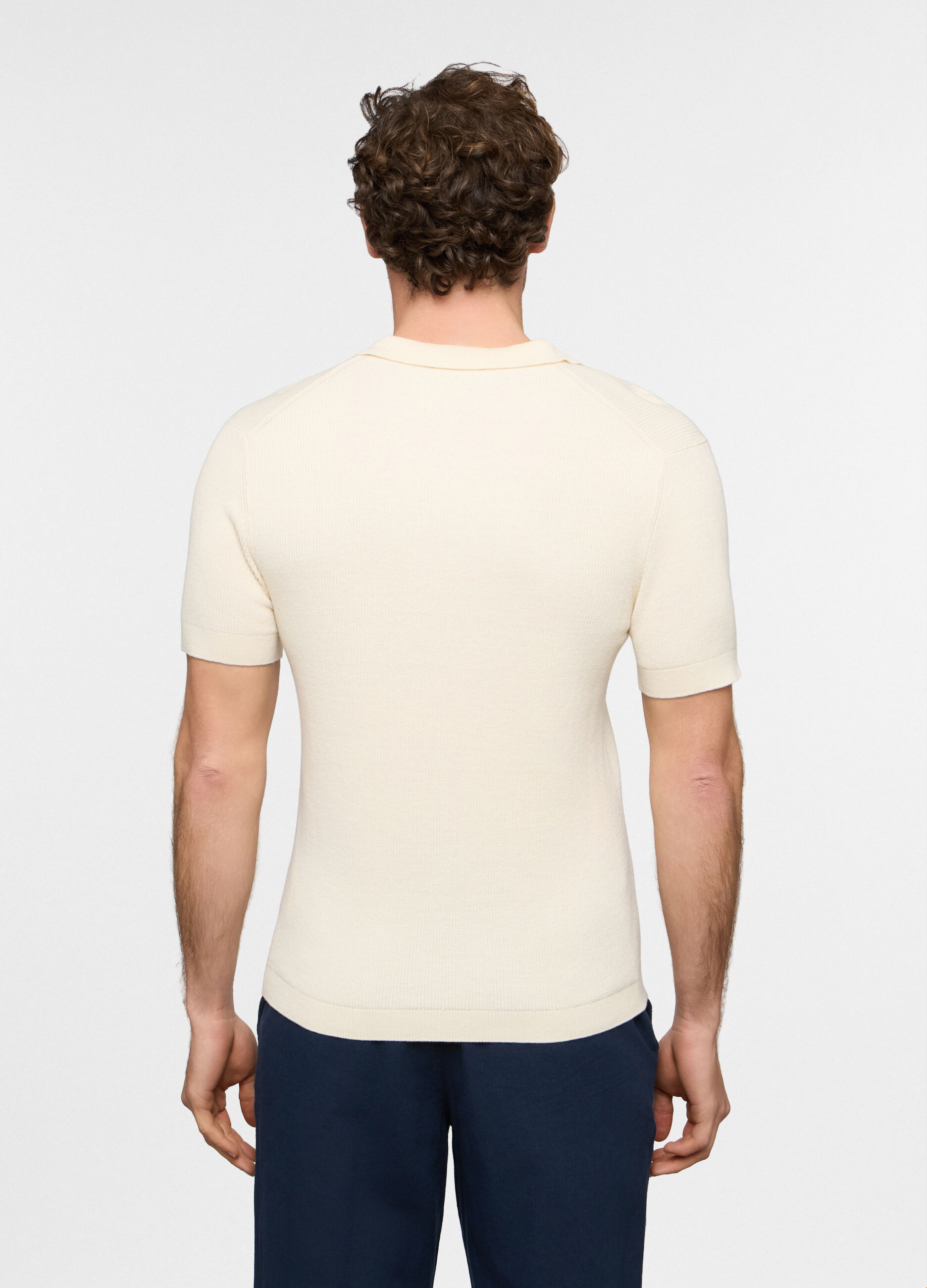 Polo a maniche corte in maglia a costine di cotone uomo_1