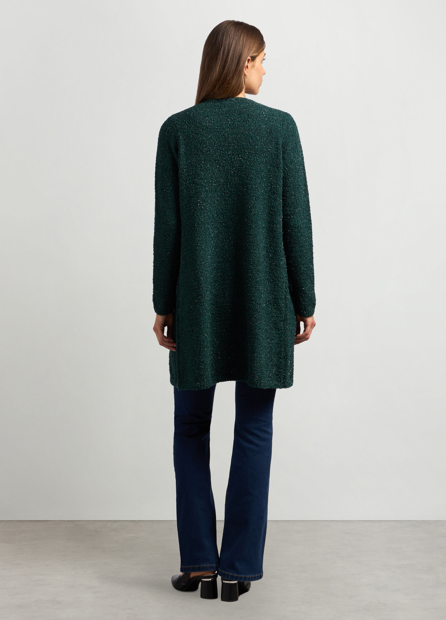 Cardigan aperto in bouclé donna_1