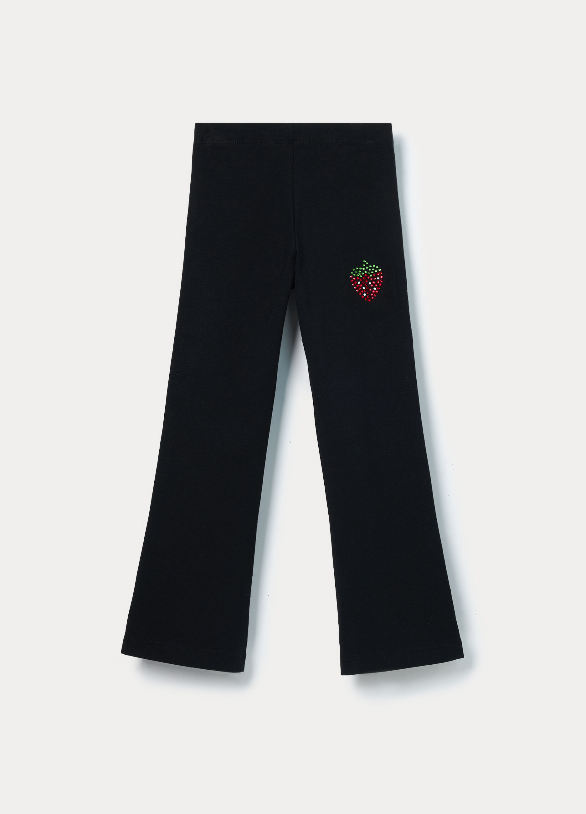 Leggings flare fit in jersey di cotone stretch bambina_0