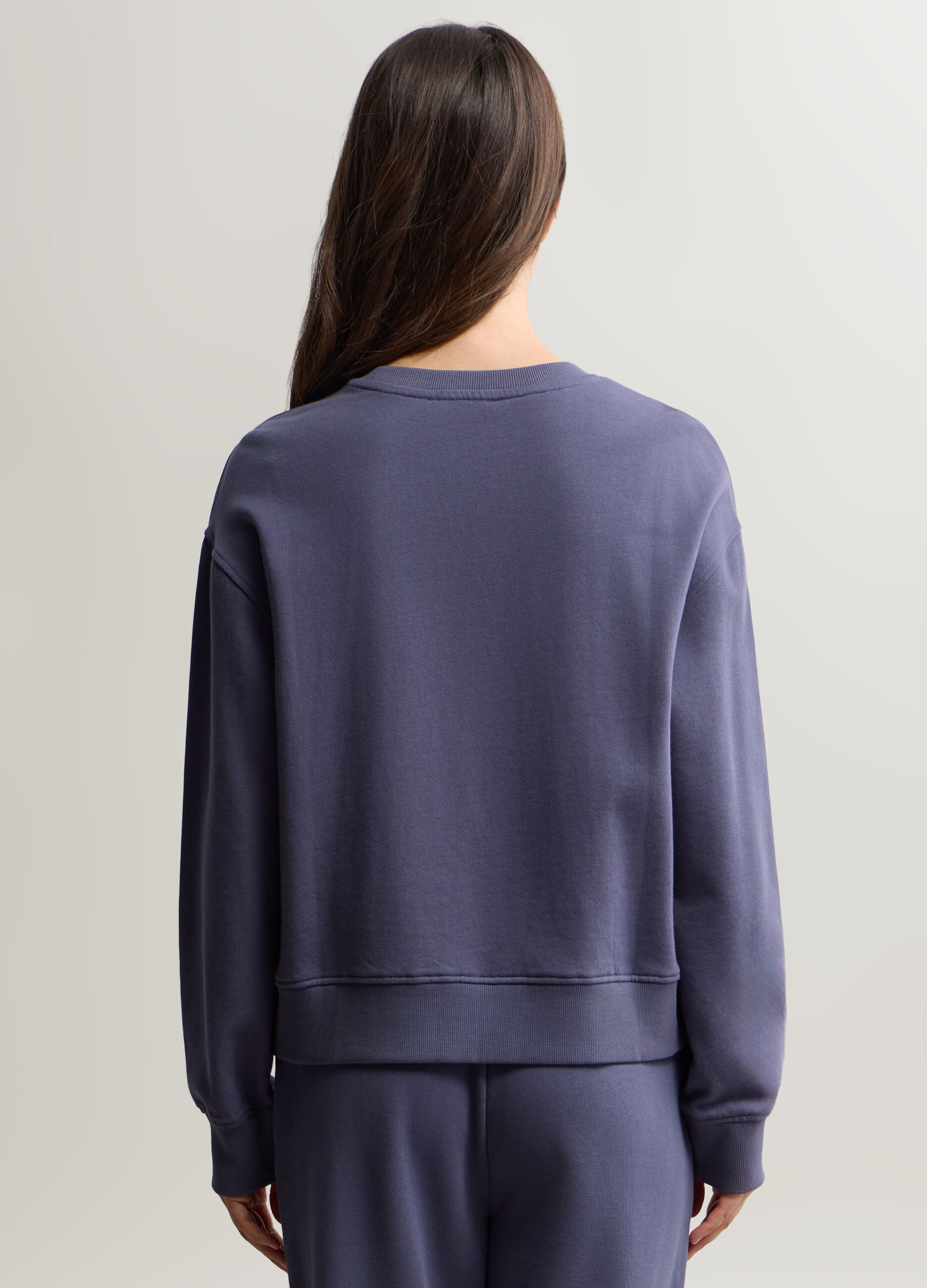 Felpa girocollo in puro cotone garzato donna_1