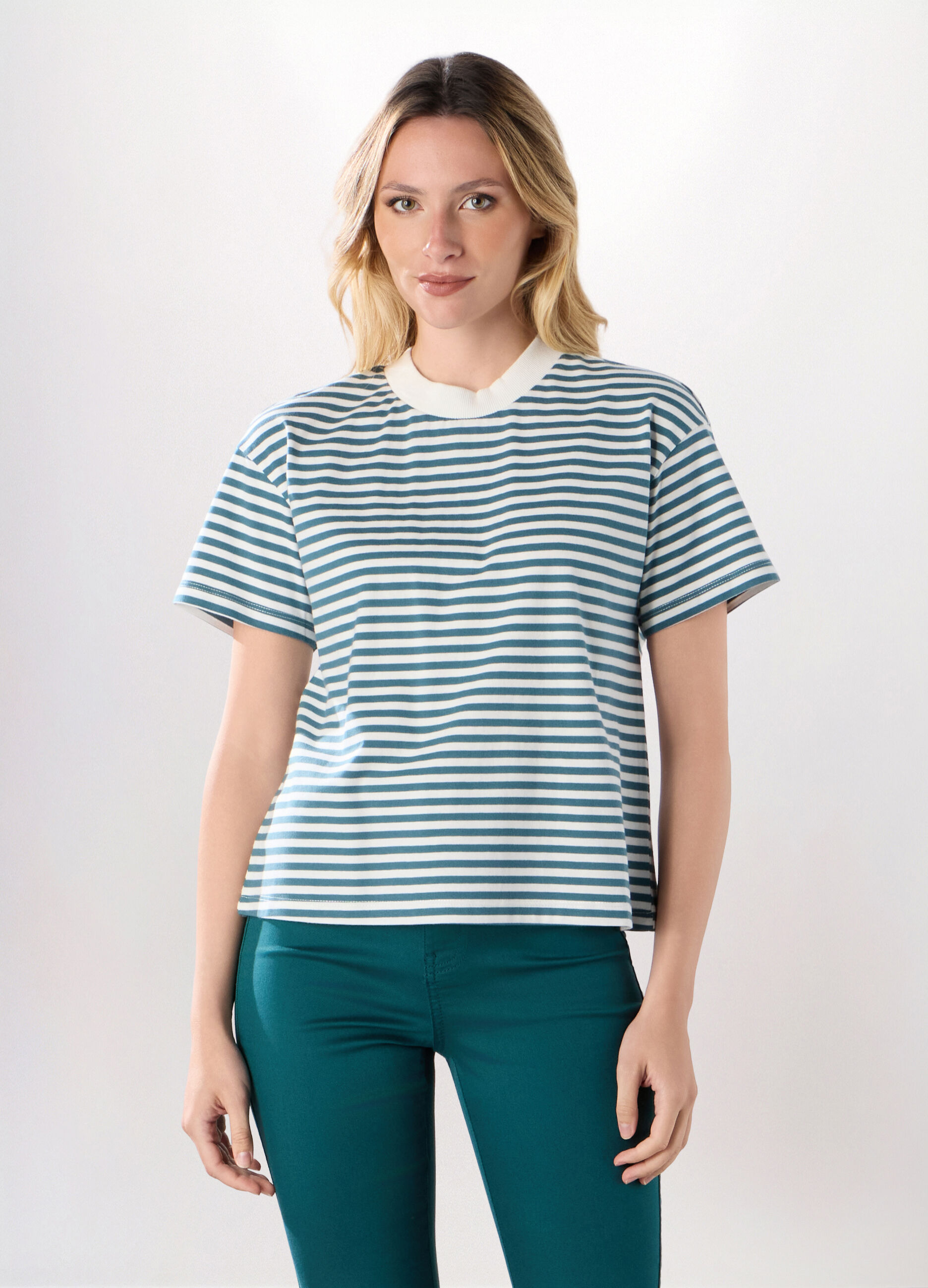 T-shirt in jersey di puro cotone donna_0