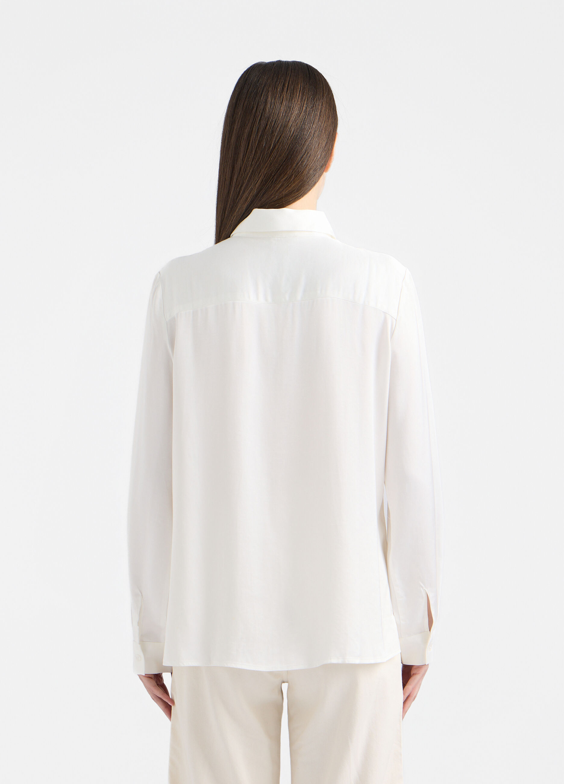Camicia Fit Regular con colletto alla francese in raso di pura viscosa donna_2