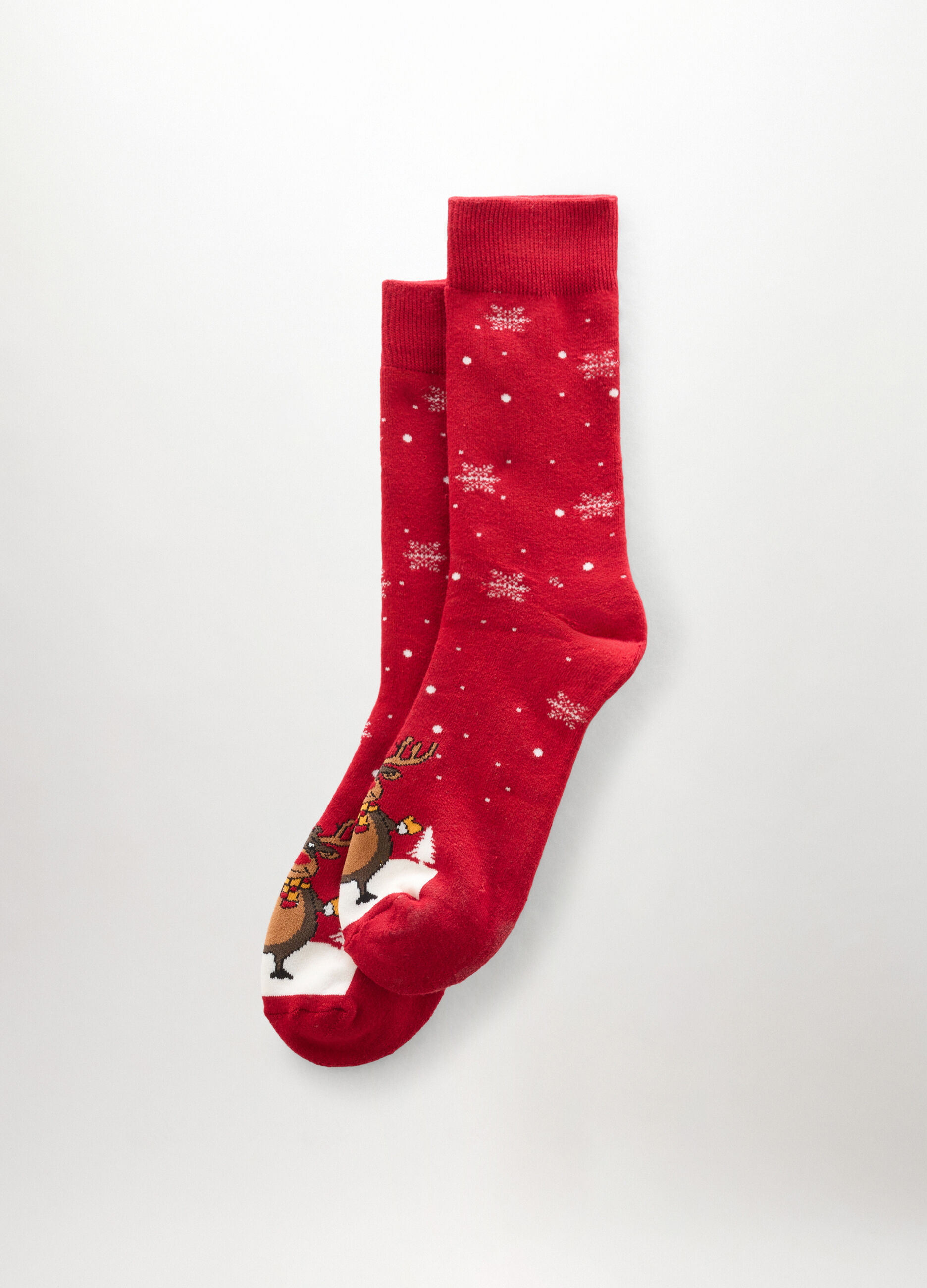 Calze corte in cotone stretch con renna uomo_0