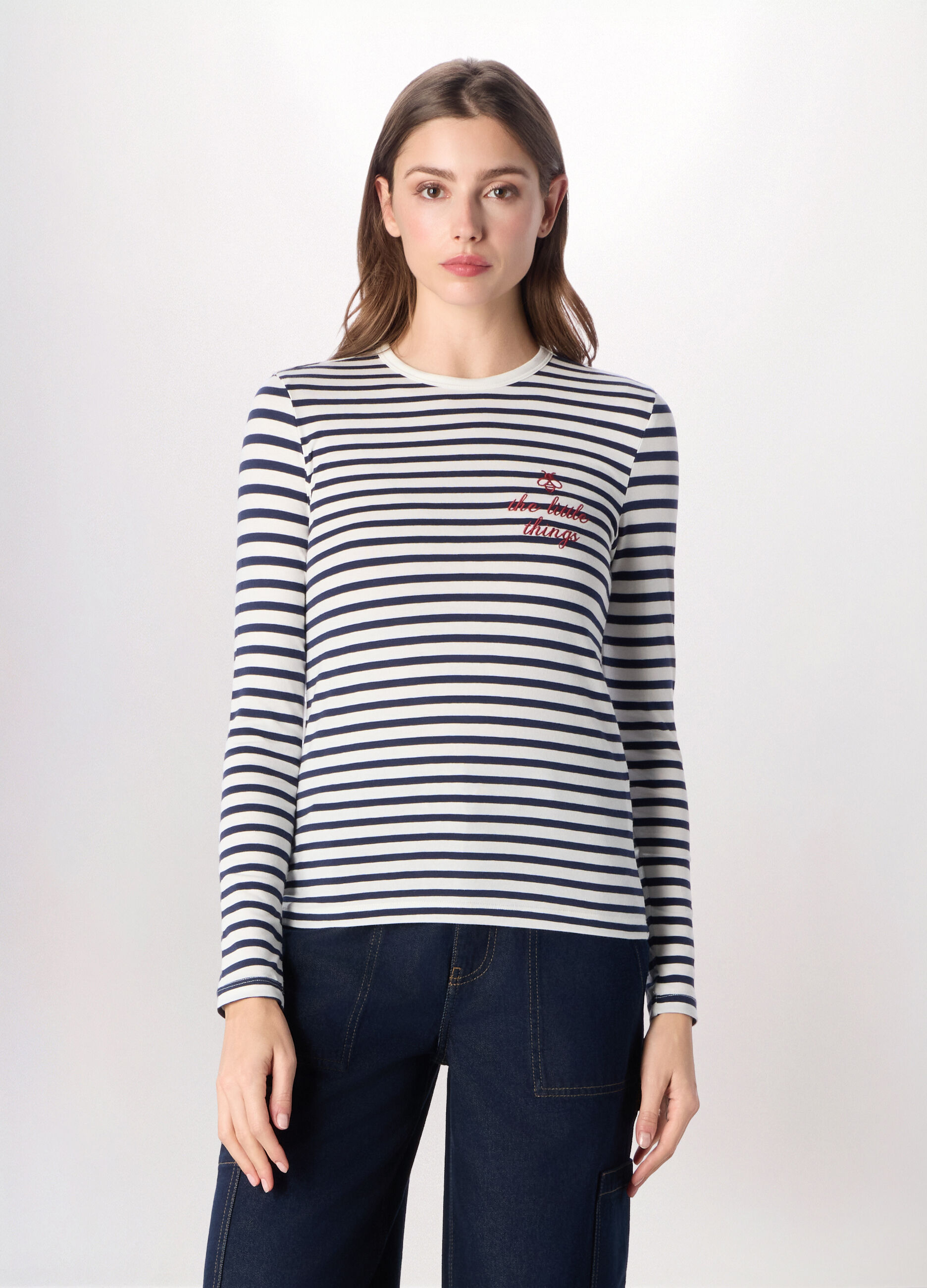 T-shirt in jersey di cotone stretch donna_0