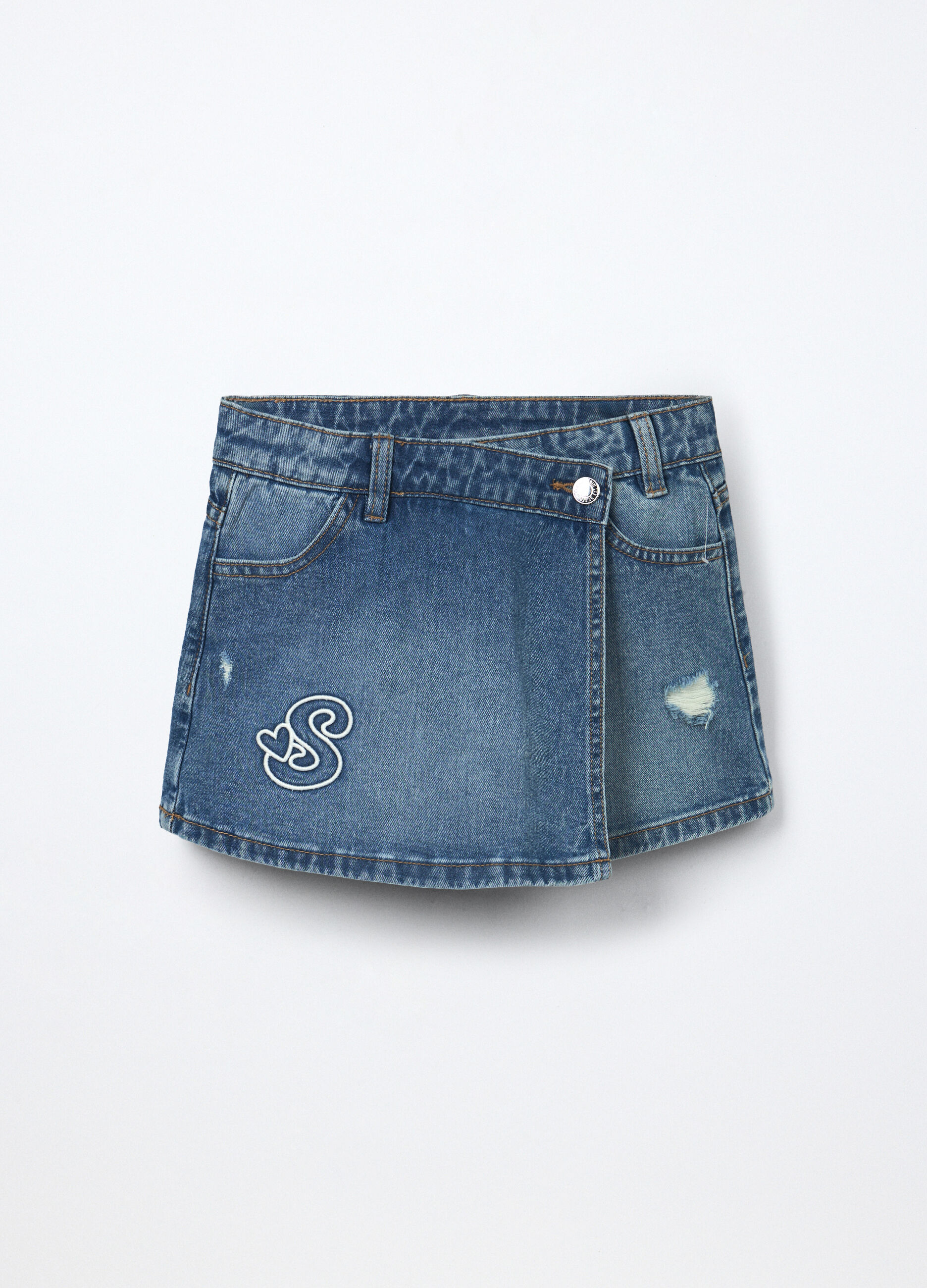 Gonna pantalone a portafoglio in puro cotone ragazza_0