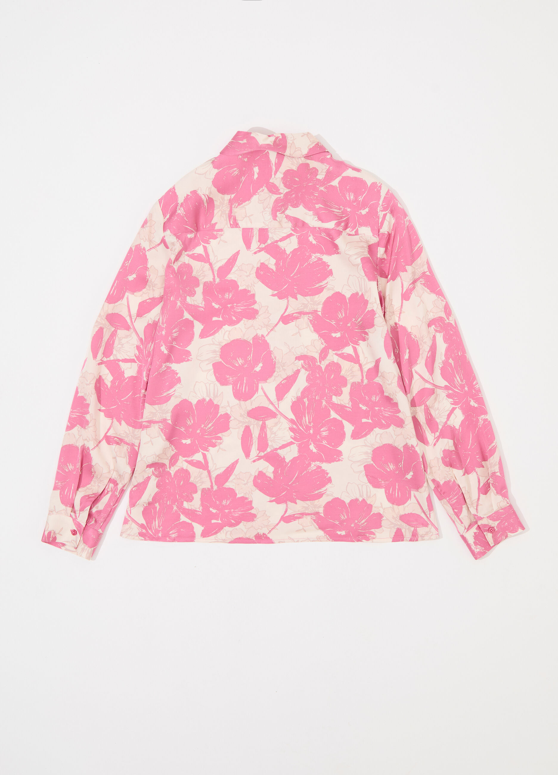 Camicia in viscosa satin con stampa floreale donna_5
