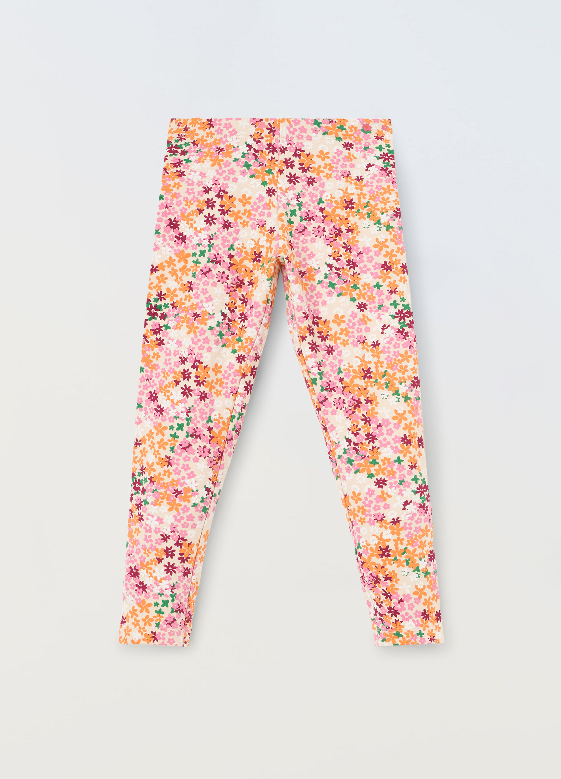 Leggings in cotone stretch con stampa bambina_0