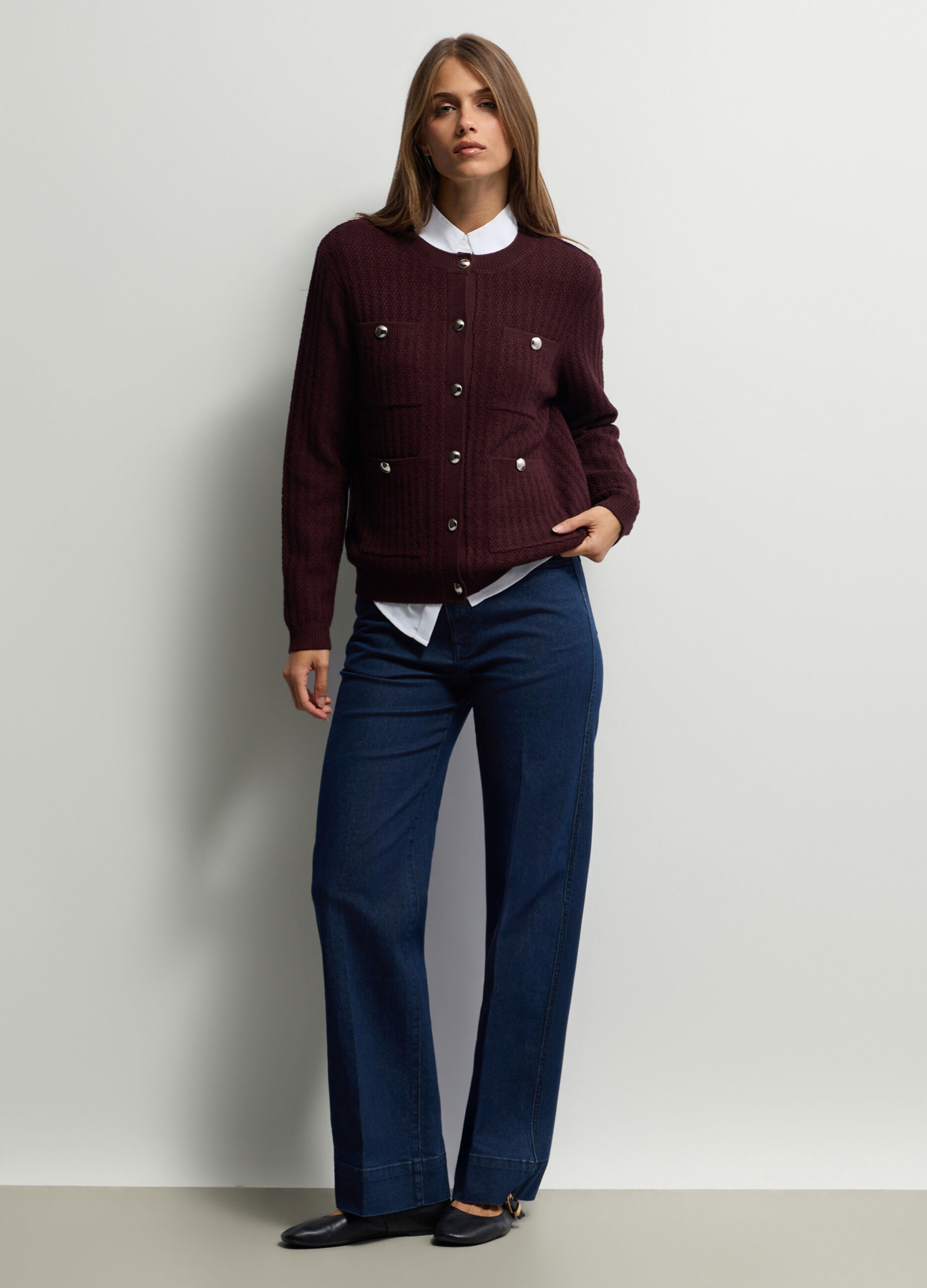 Pantaloni Straight Fit misto cotone stretch donna_0