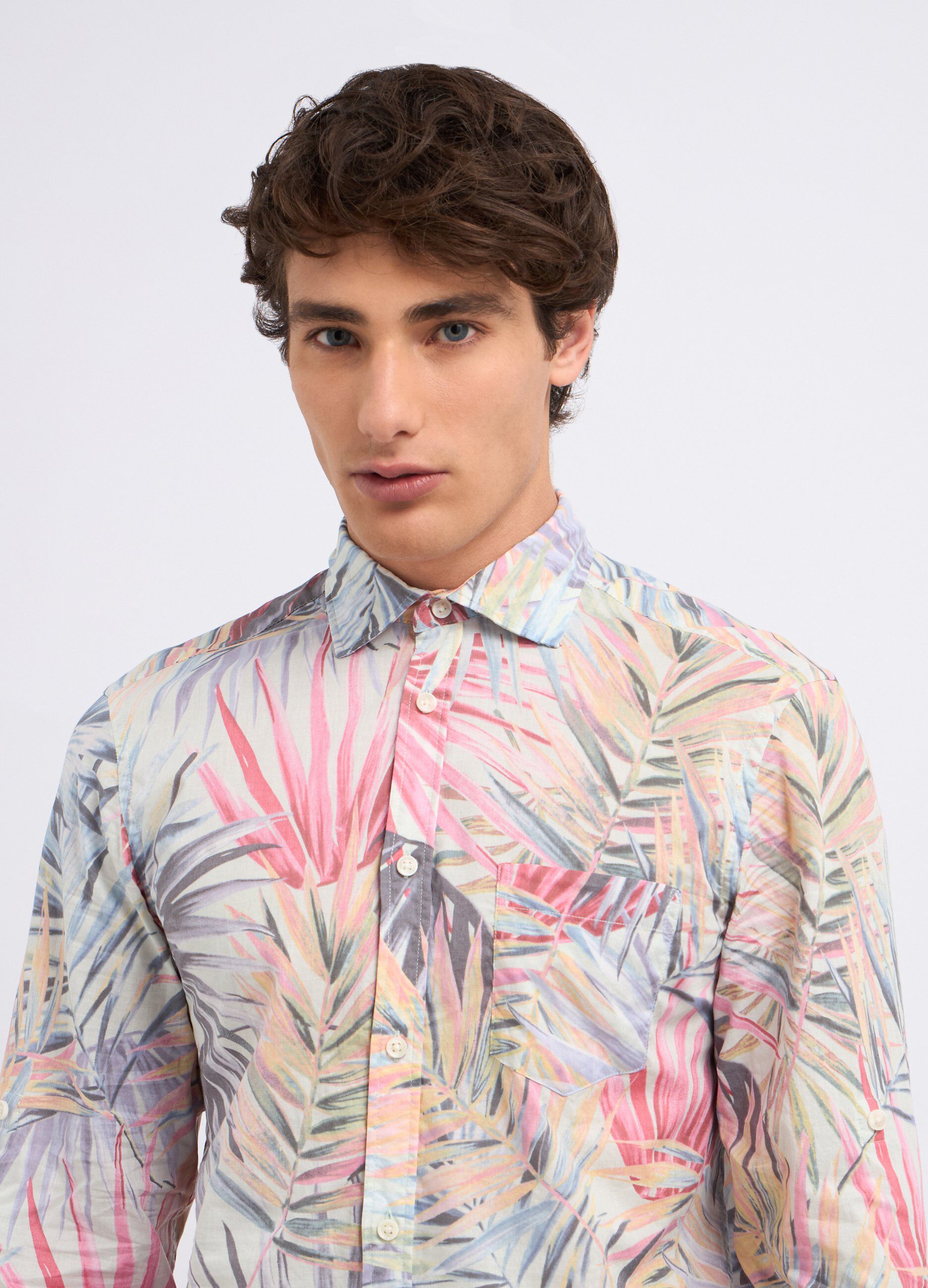 Camicia in puro cotone con stampa uomo_2