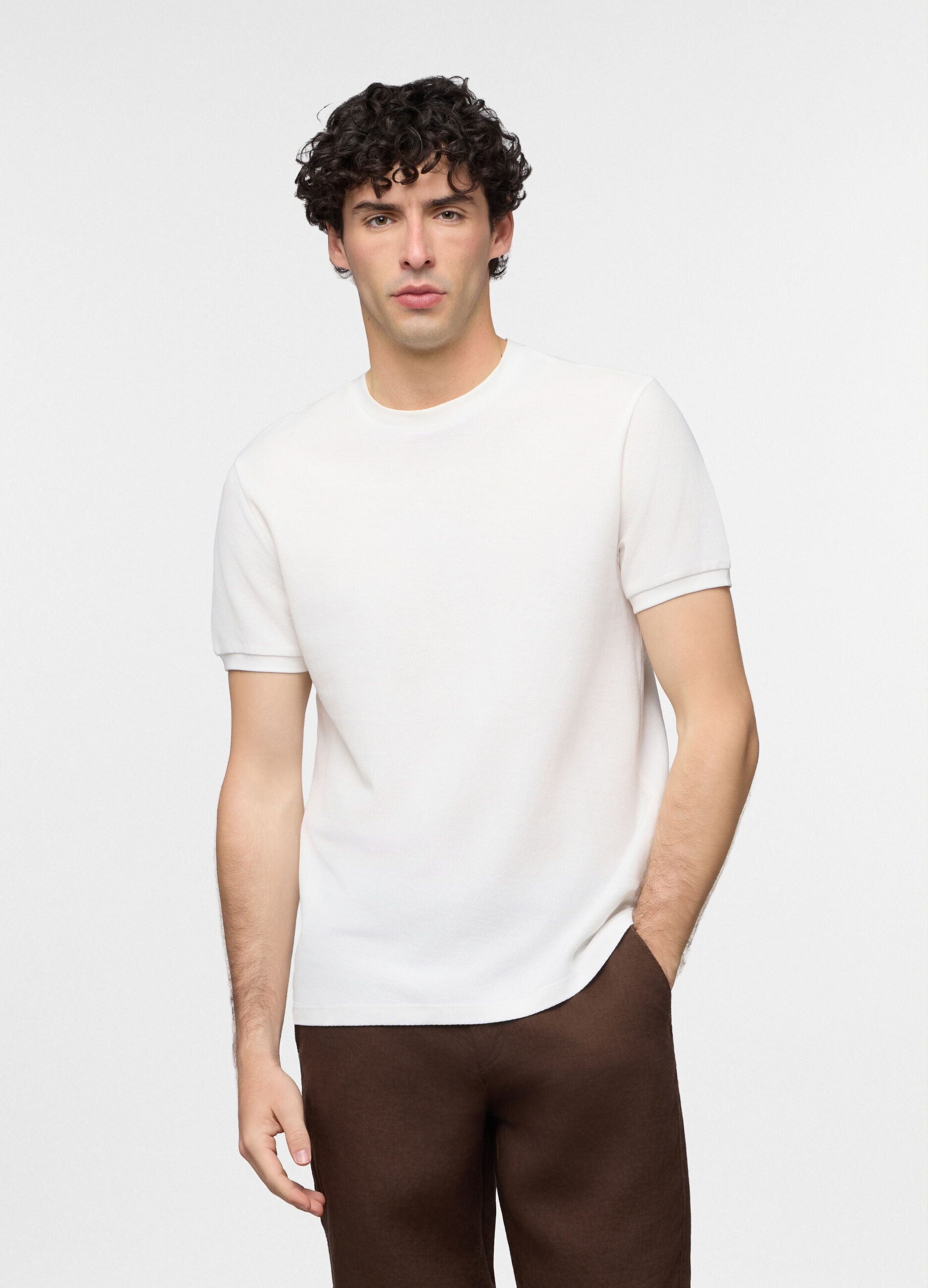 T-shirt in piquet di cotone uomo_0
