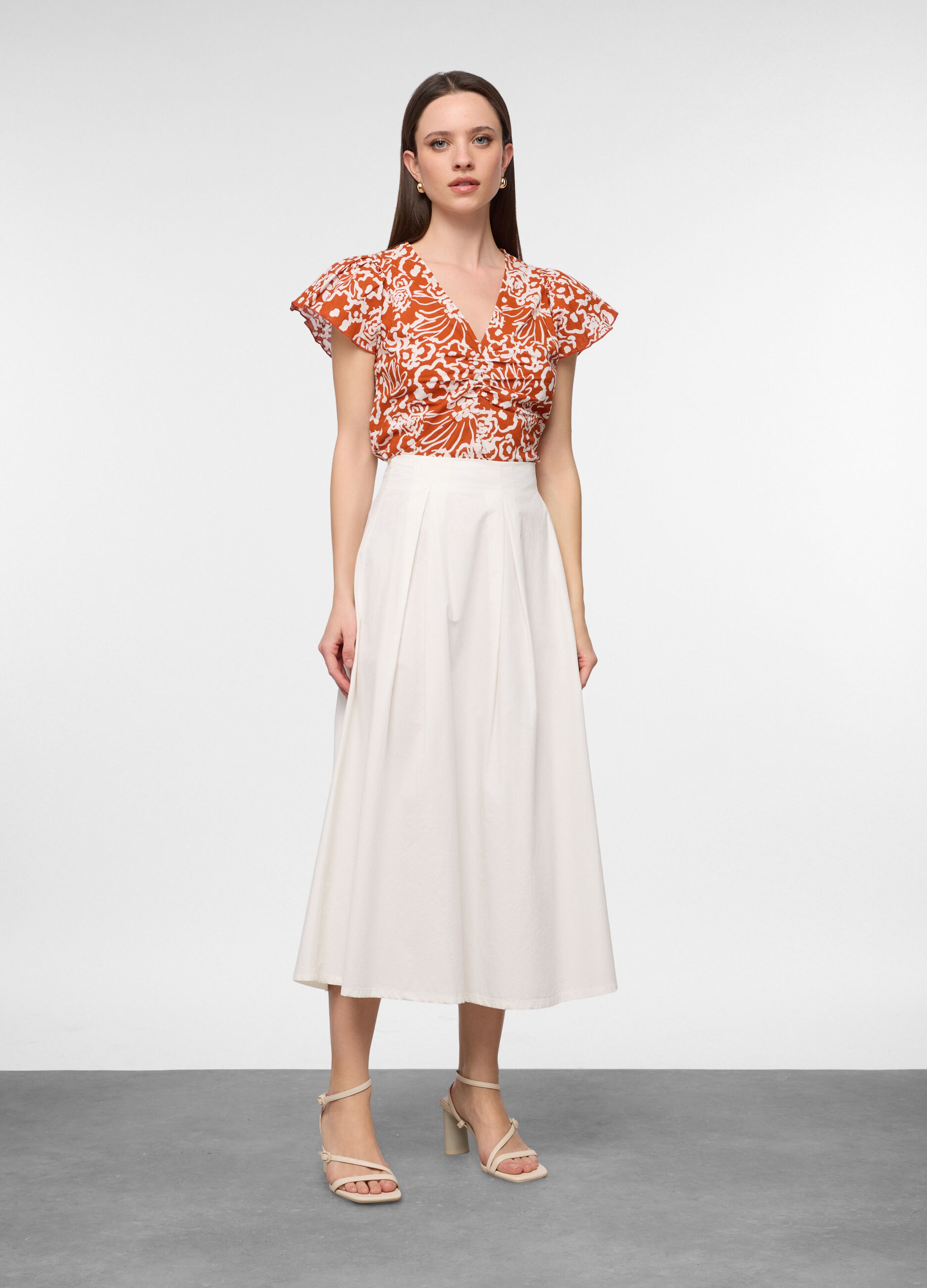 Gonna lunga in popeline di puro cotone donna_0