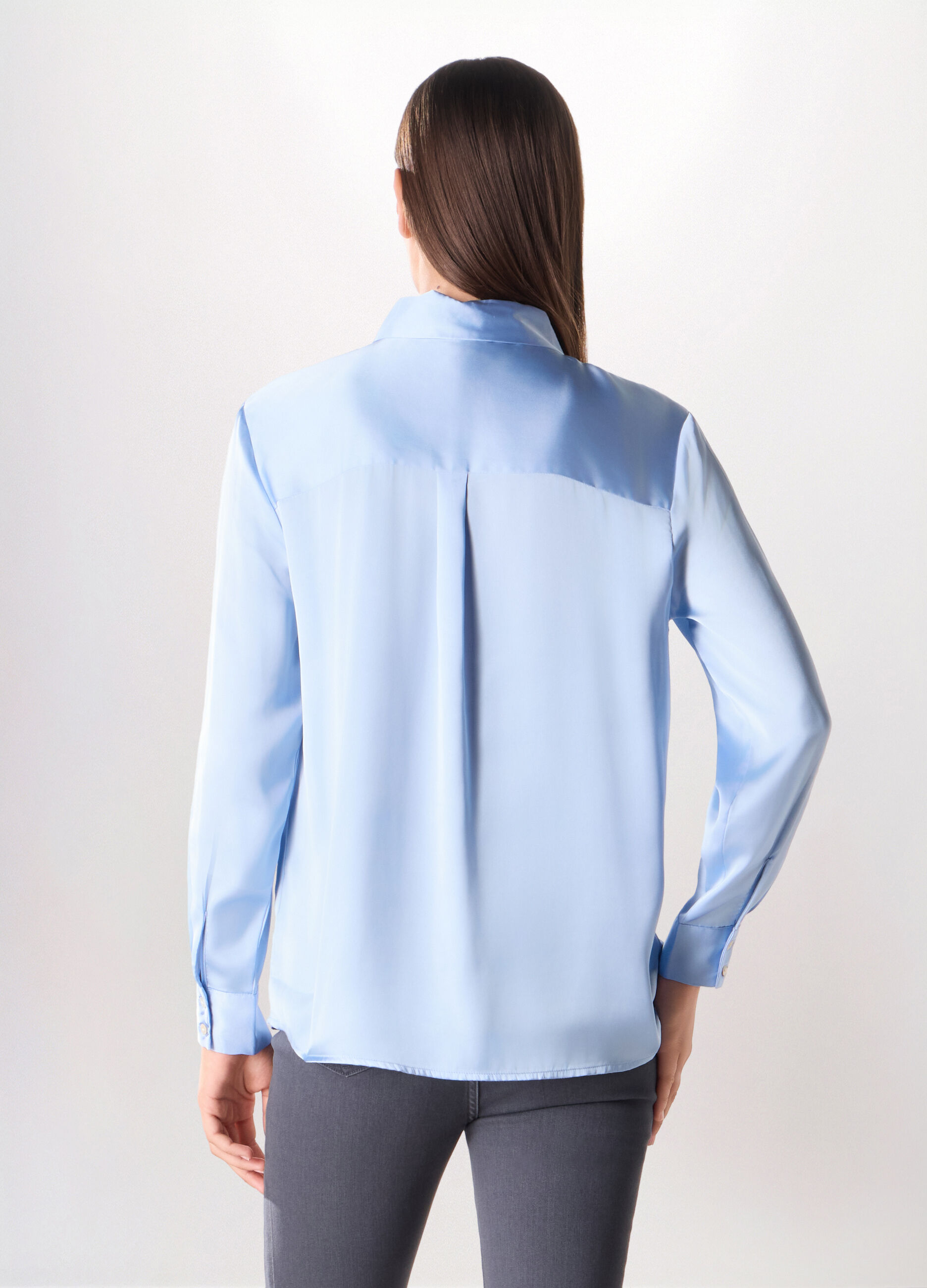 Camicia in raso a maniche lunghe donna_1