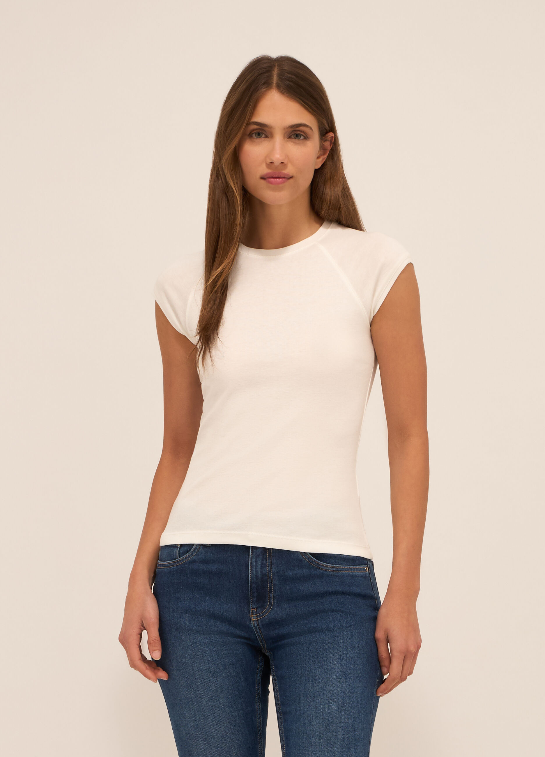 T-shirt a maniche corte in puro cotone donna_0
