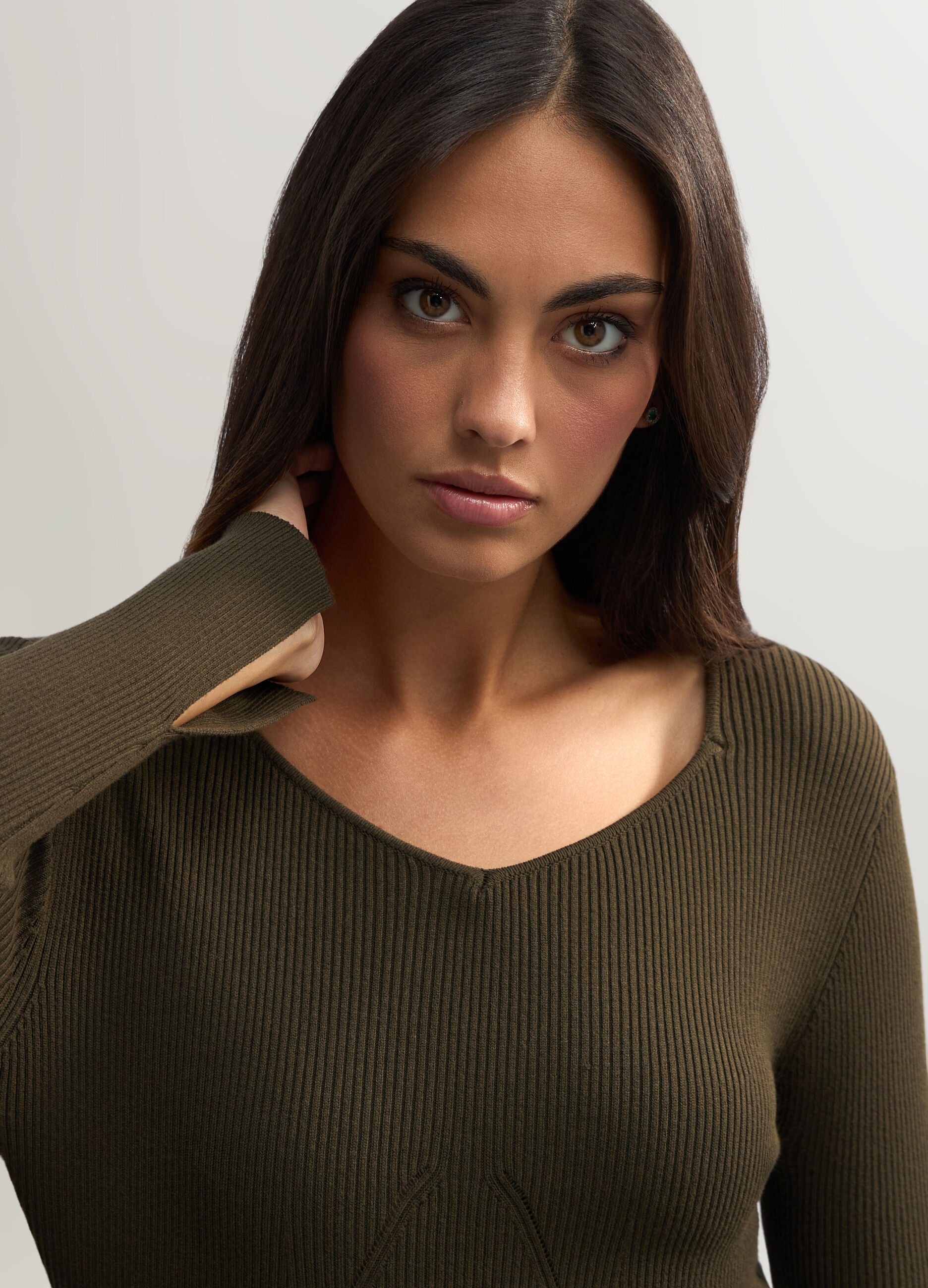 Abito lungo Fitted in costina donna_2
