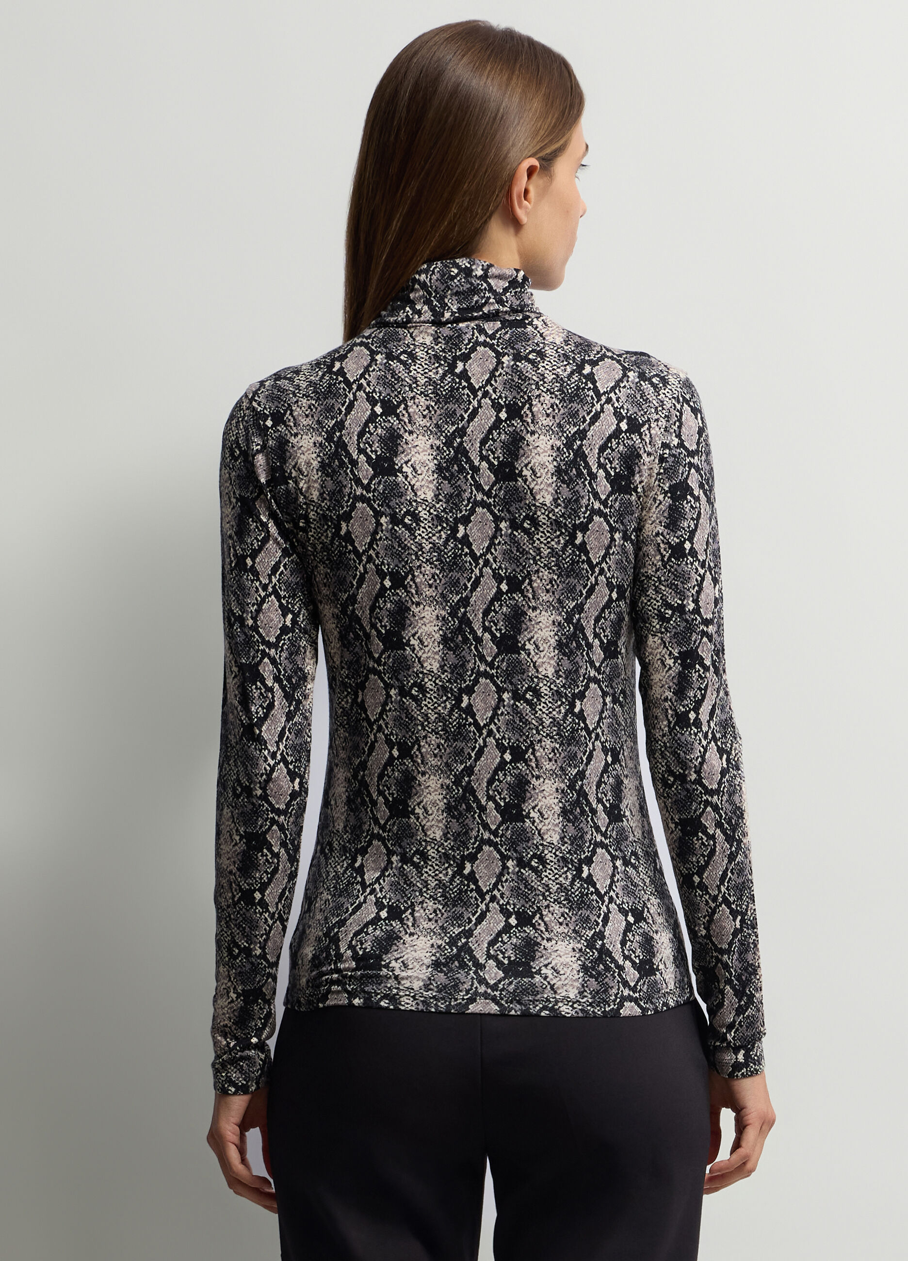 T-shirt a collo alto stretch donna_1