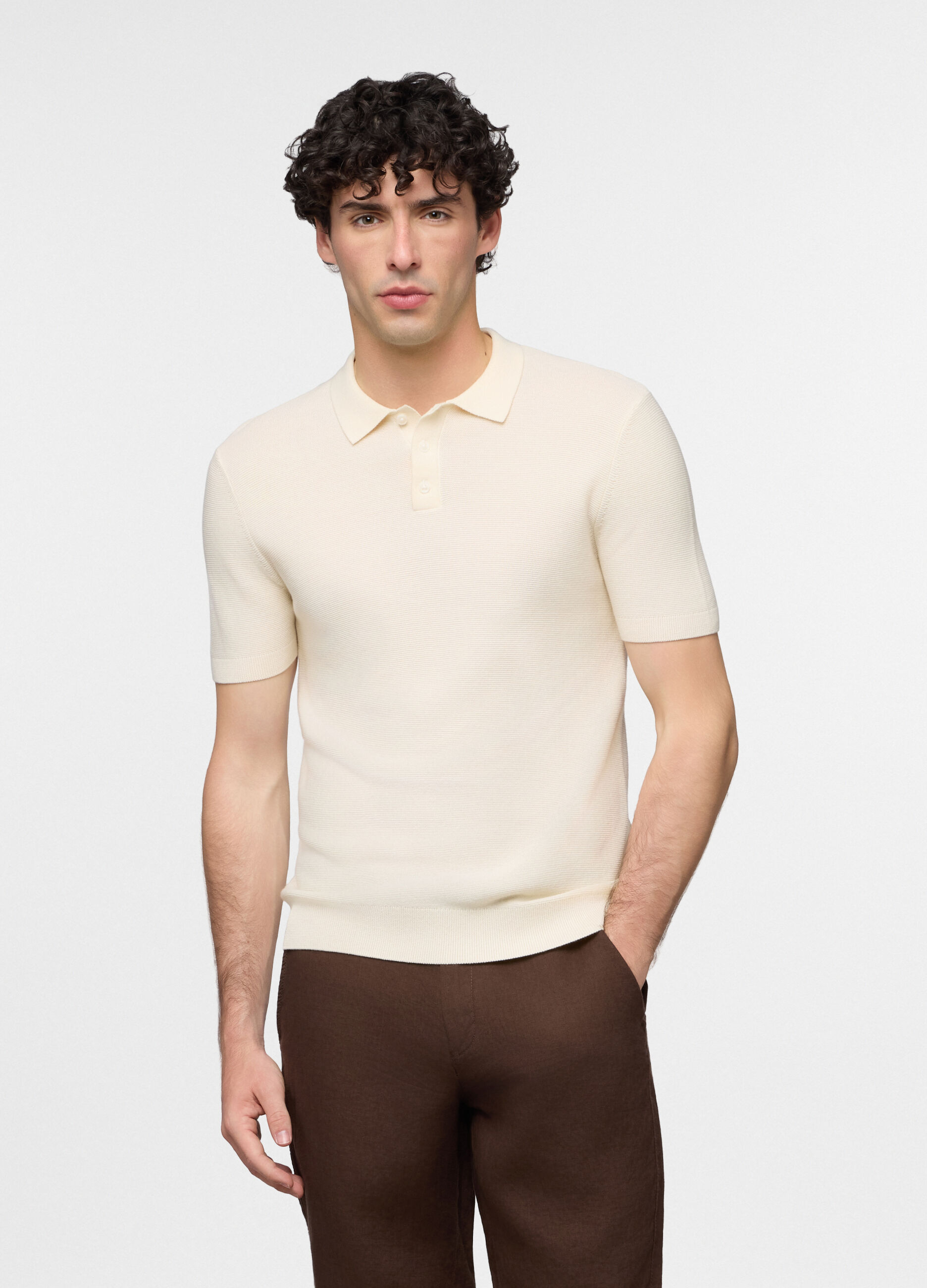 Polo a maniche corte in cotone a maglia uomo_0