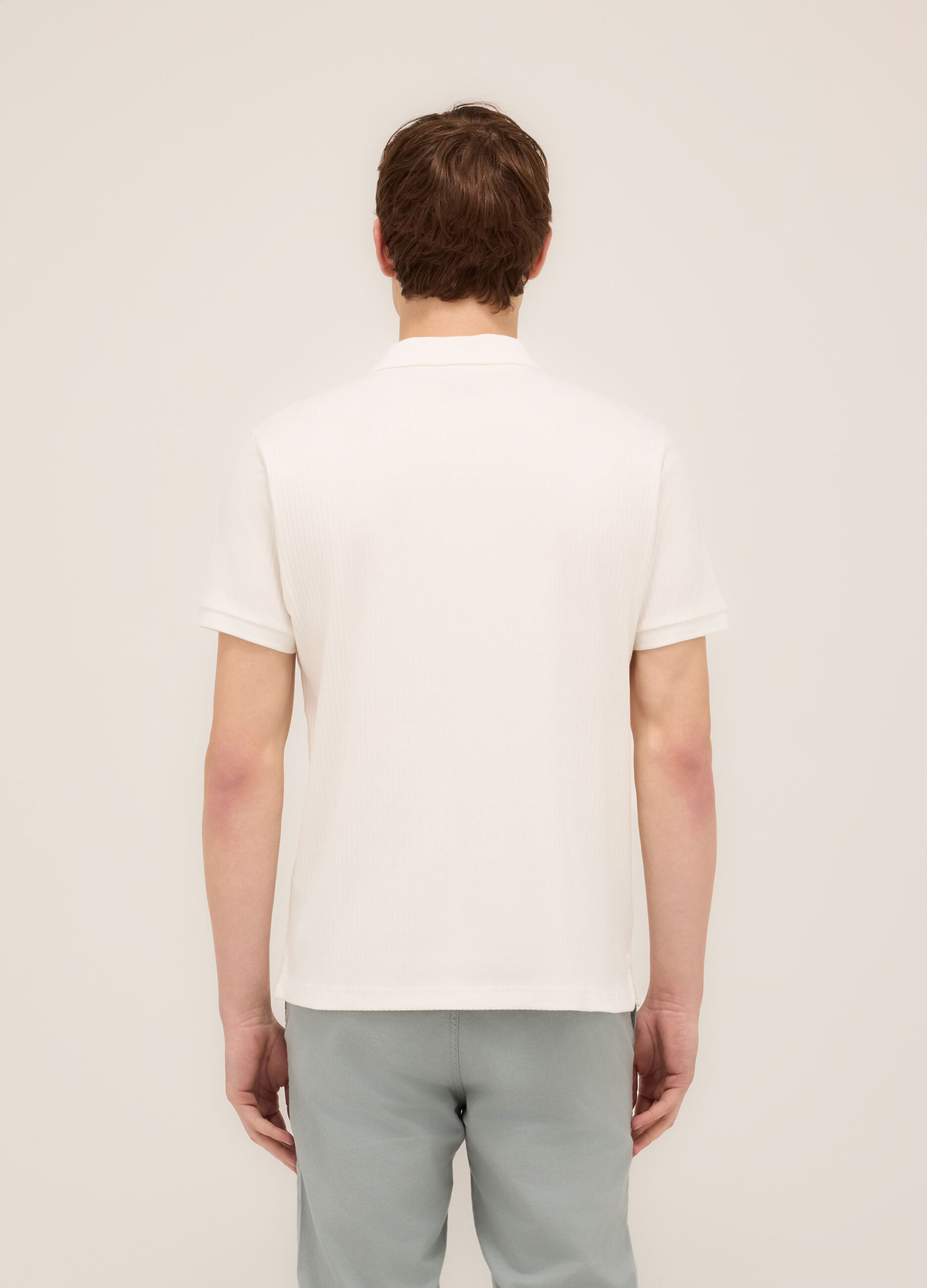 Polo a maniche corte in interlock di cotone stretch uomo_1