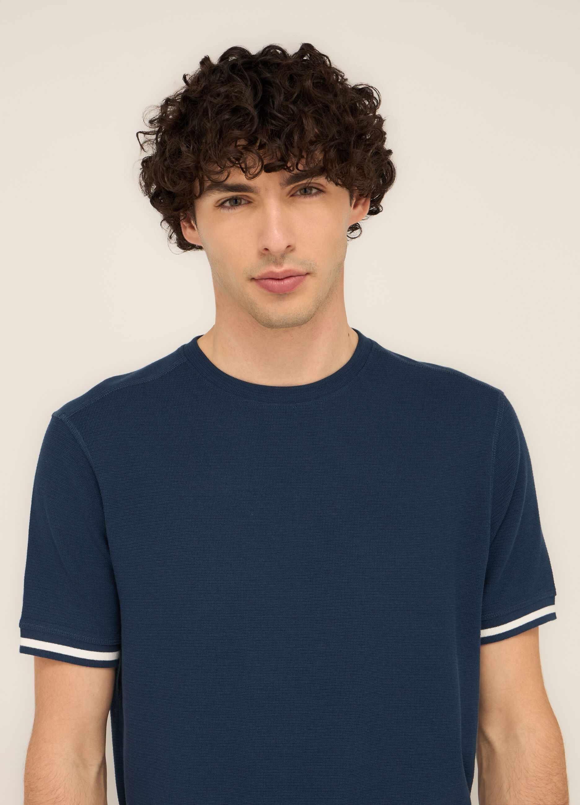 T-shirt in maglia di puro cotone uomo_2