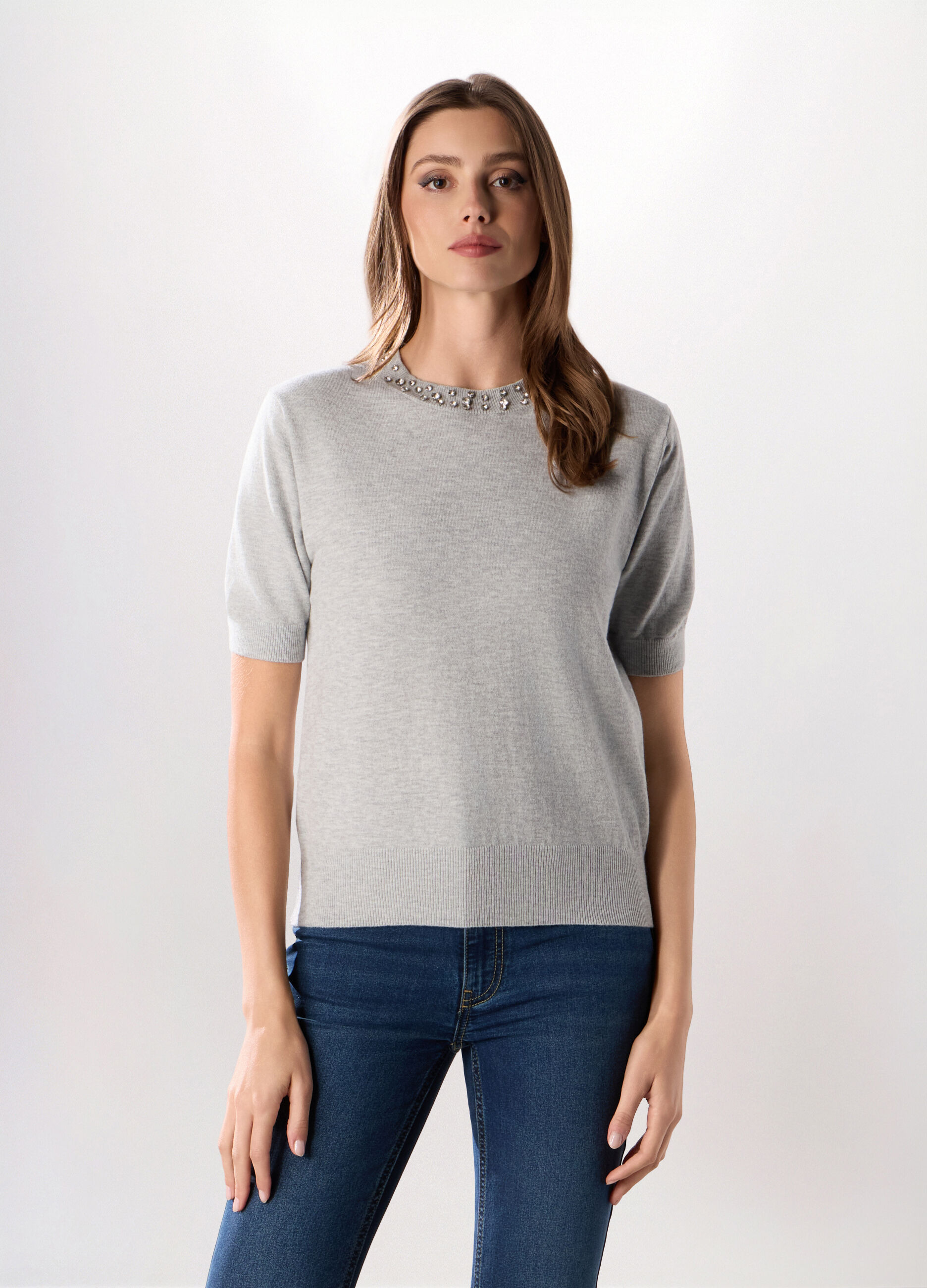 Tricot a maniche corte misto lana donna_0