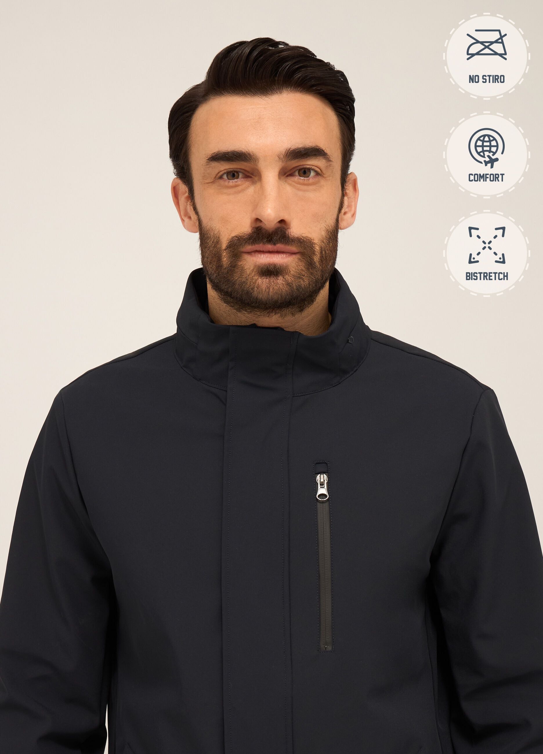 Parka in tessuto tecnico con zip uomo_2