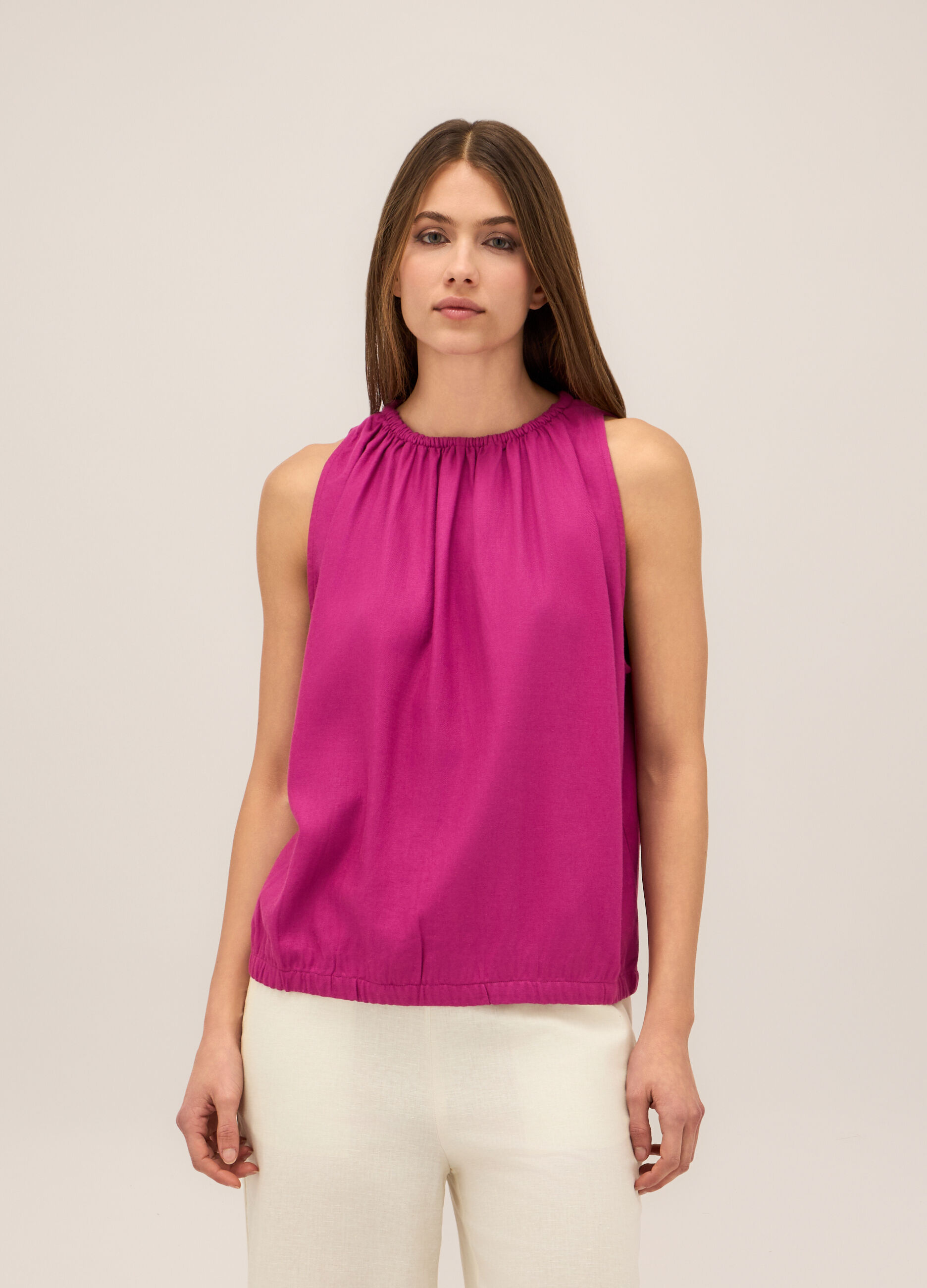 Blusa in misto lino donna_0
