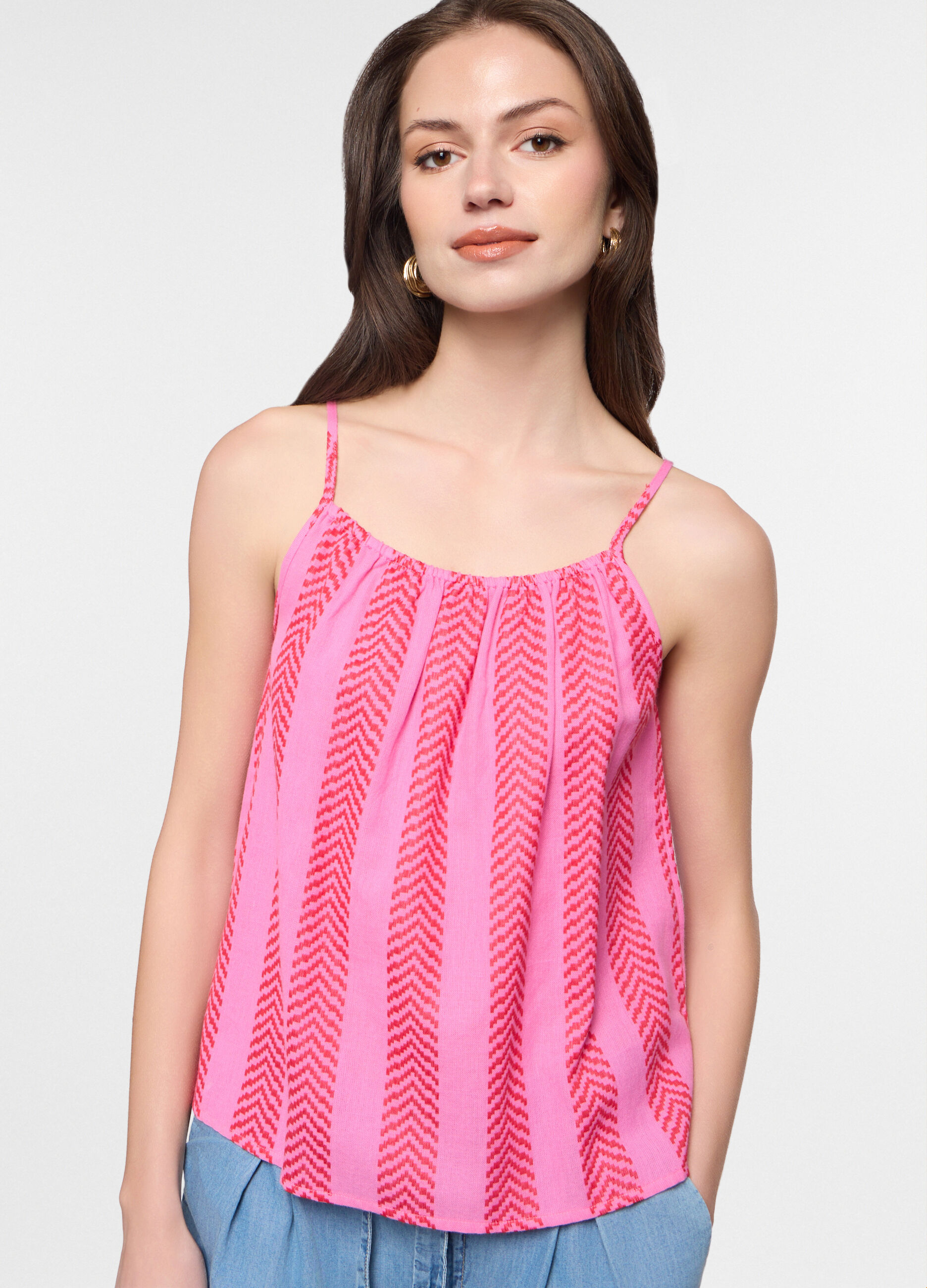 Top fit regular con scollo rotondo in puro cotone donna_2