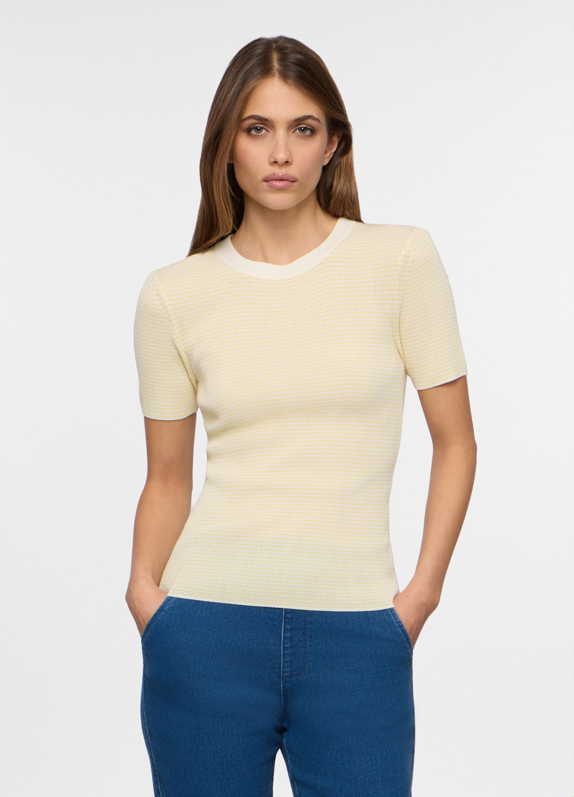 T-shirt girocollo stretch donna_0