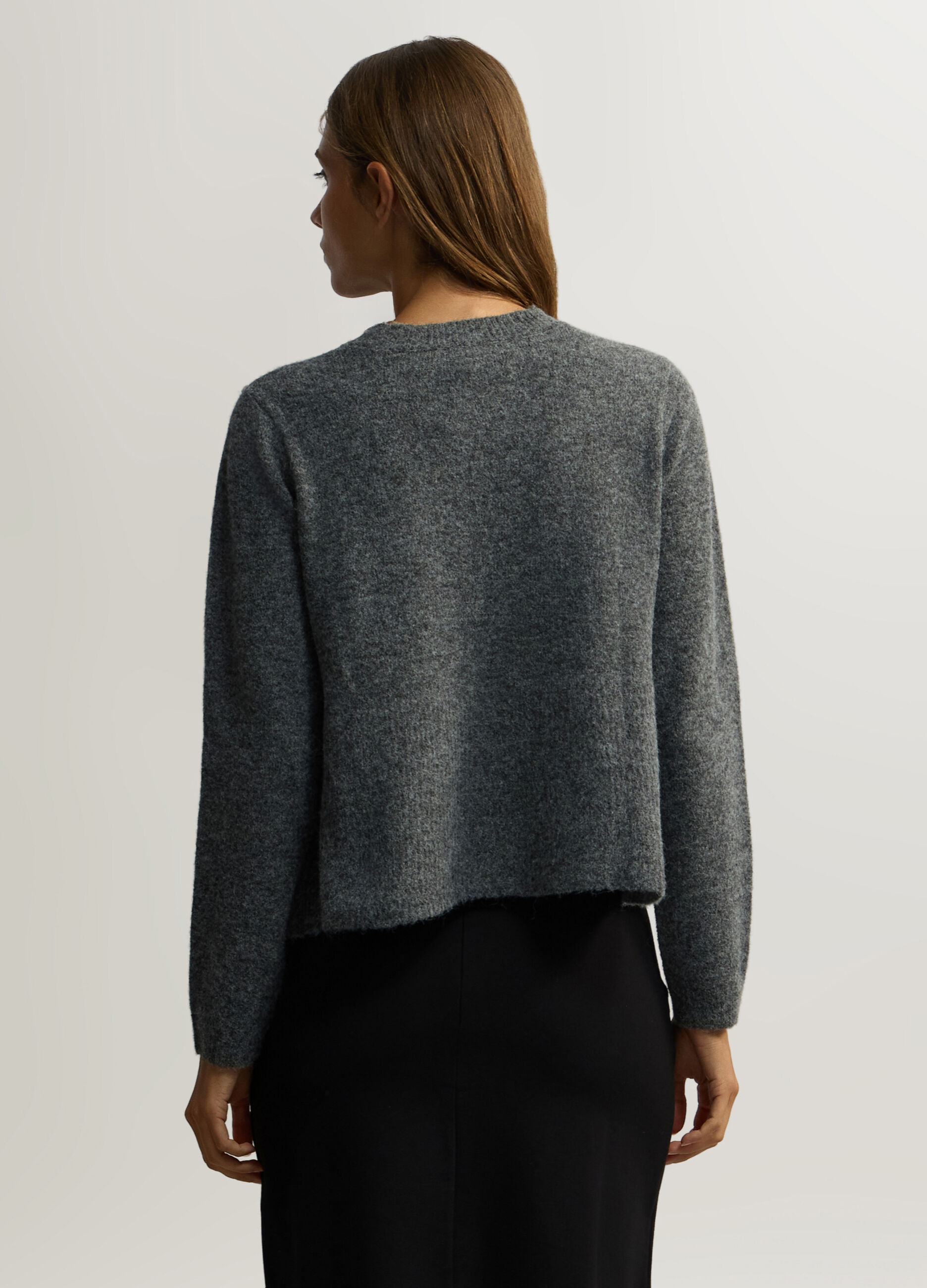 Pullover girocollo rasato misto lana donna_1
