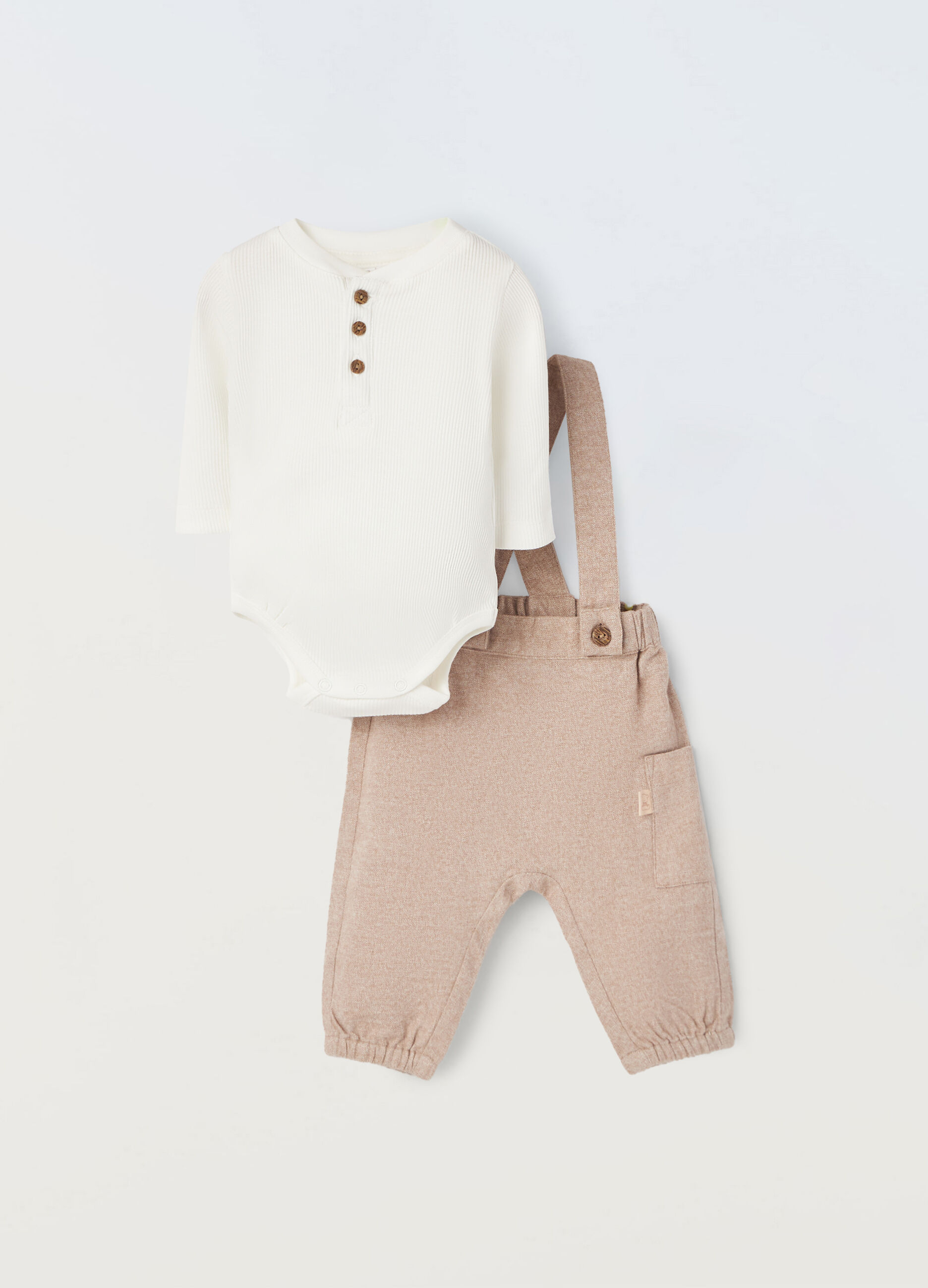 Set salopette body in puro cotone neonato