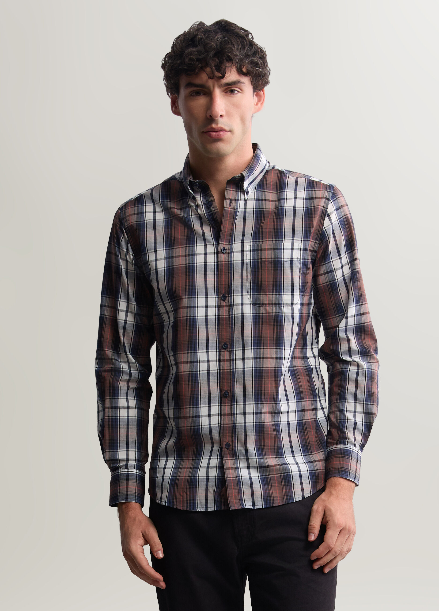 Camicia regular fit in misto cotone uomo_0