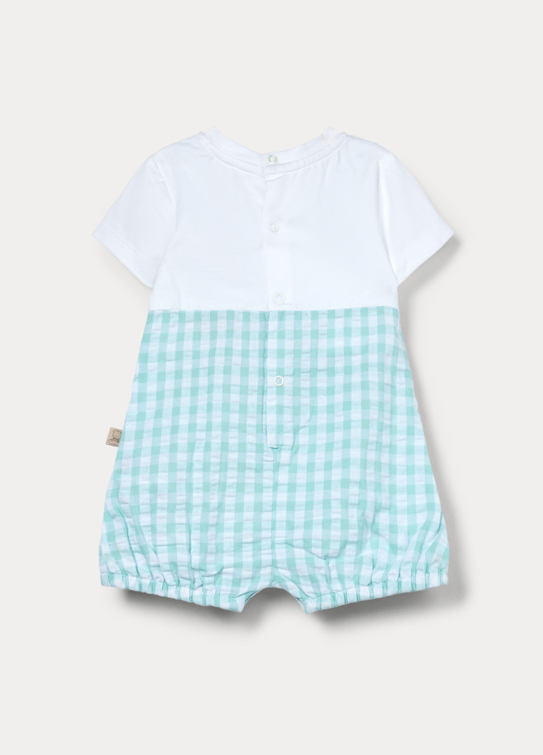 Tutina corta in puro cotone seersucker neonato_1