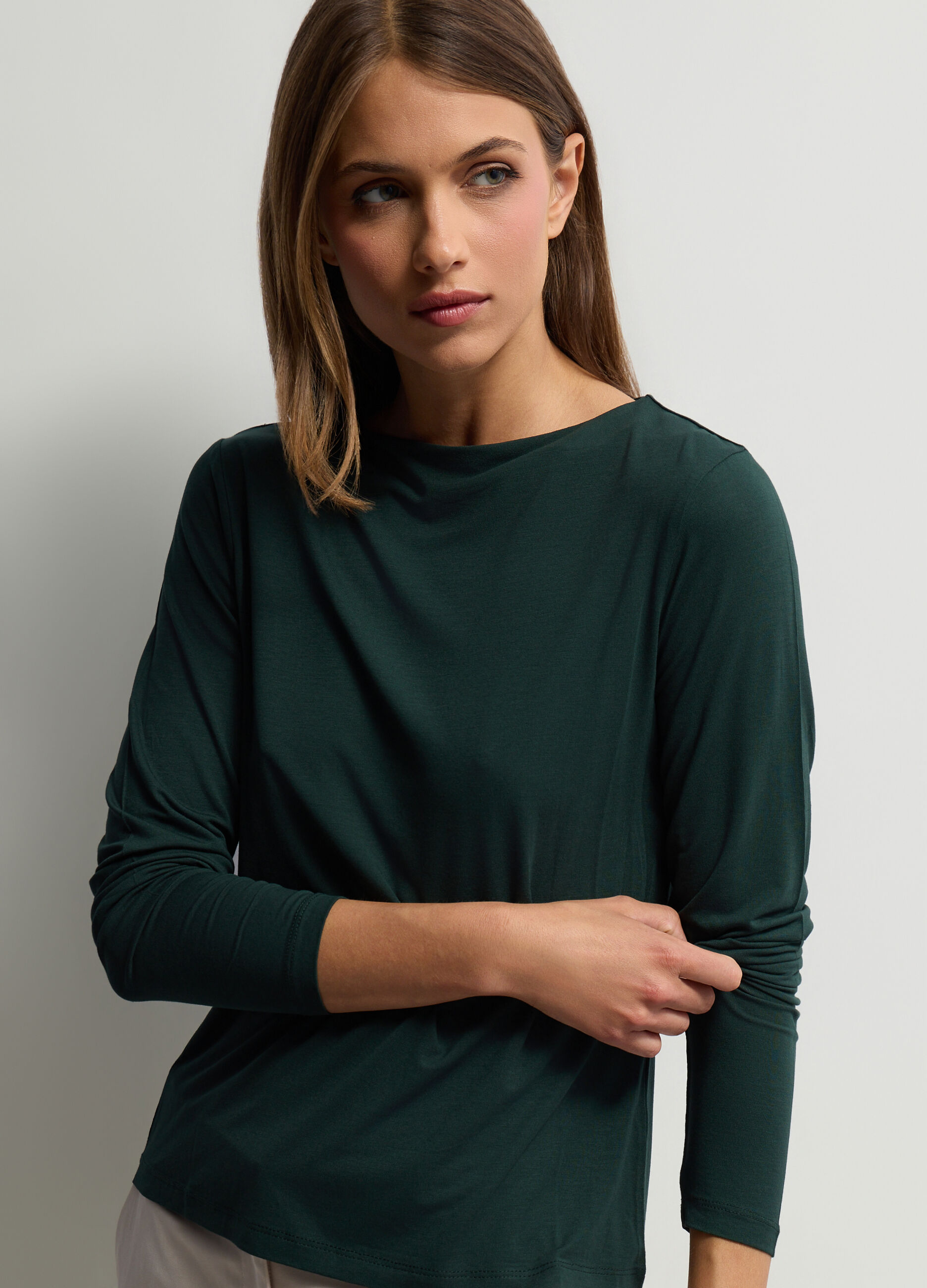 T-shirt girocollo stretch donna_2