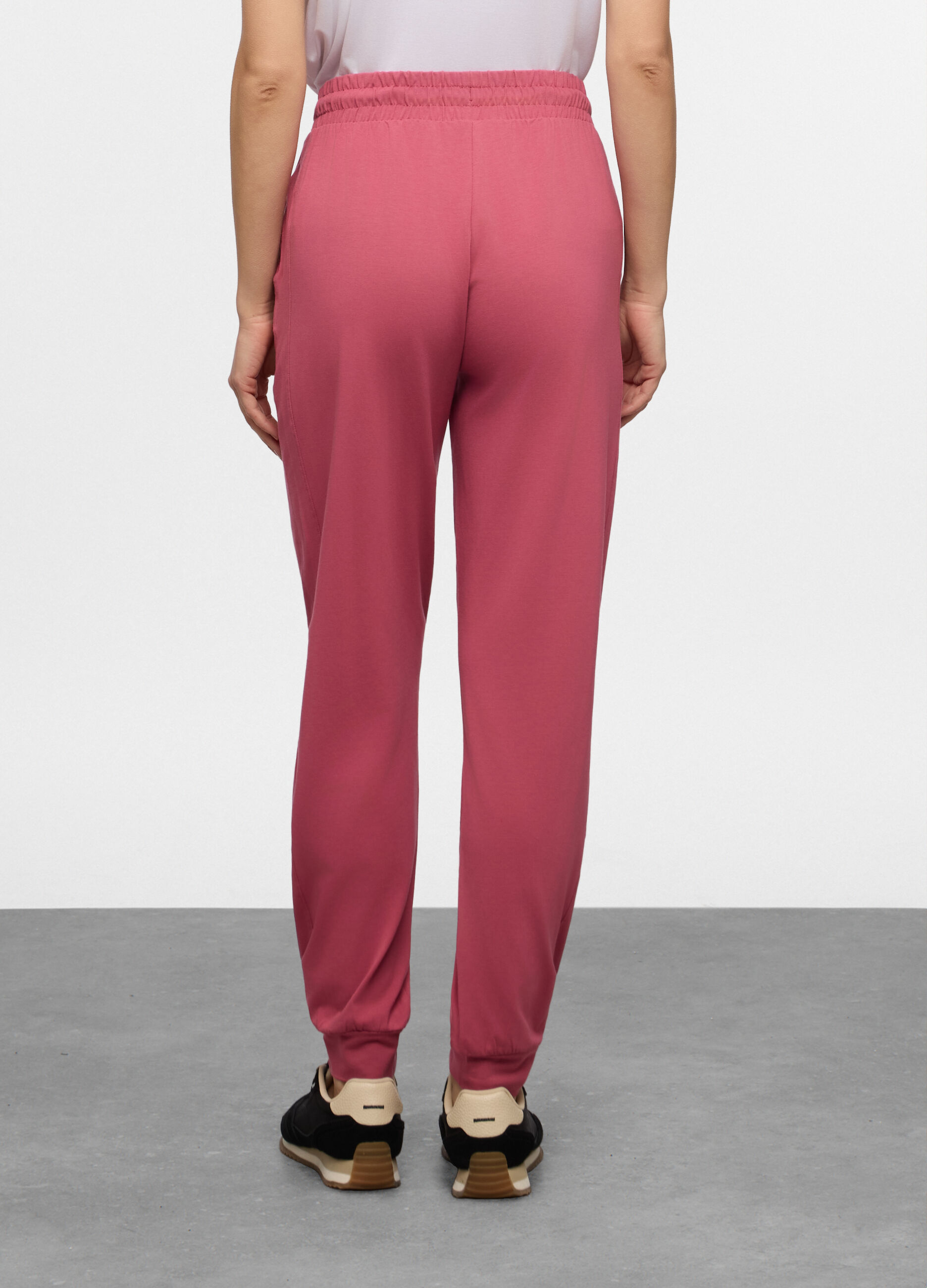 Jogger regular fit in jersey di cotone stretch donna_1