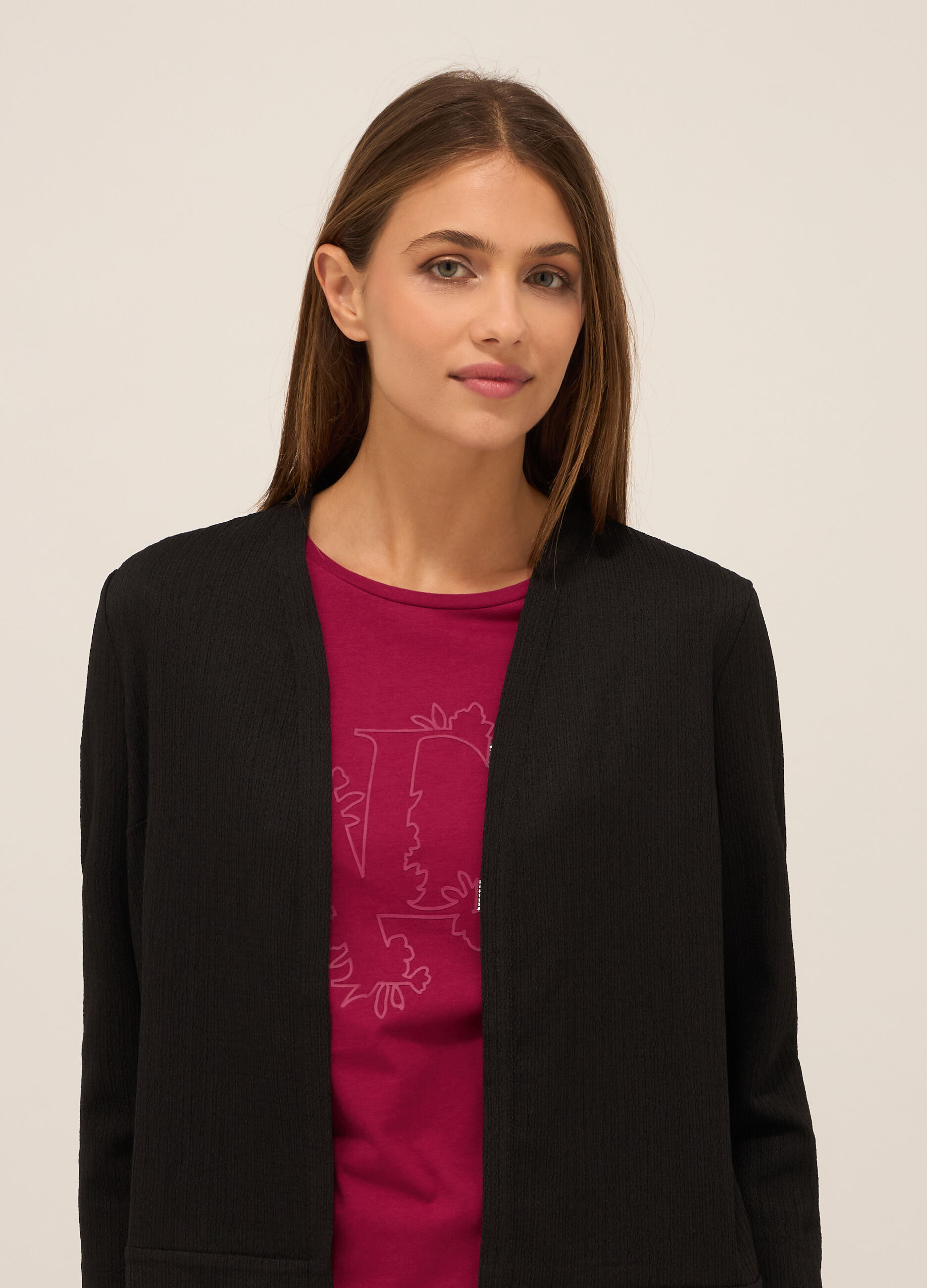 Giacca con lavorazione jacquard donna_2