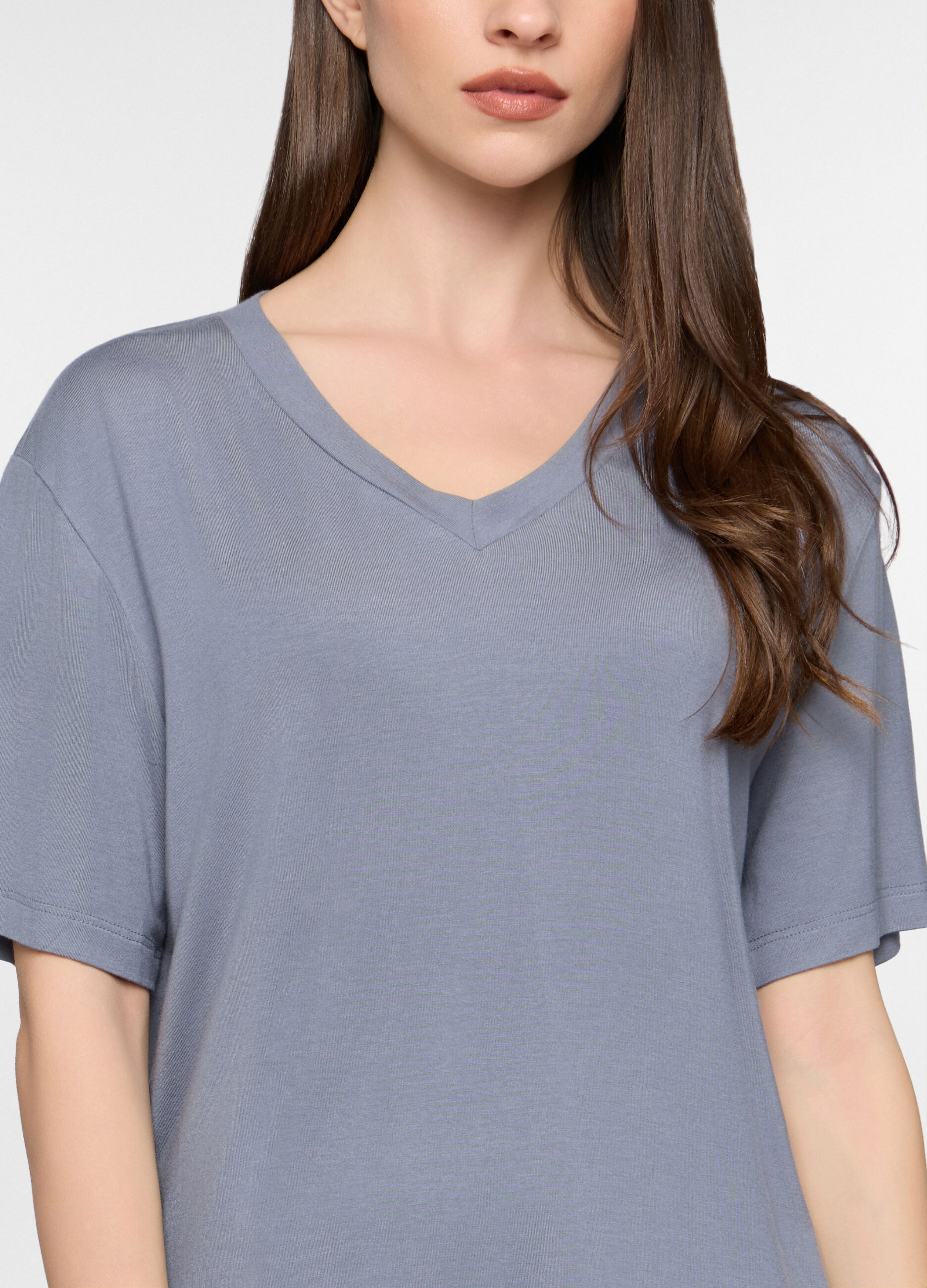 Top pigiama con scollo a V stretch donna_2